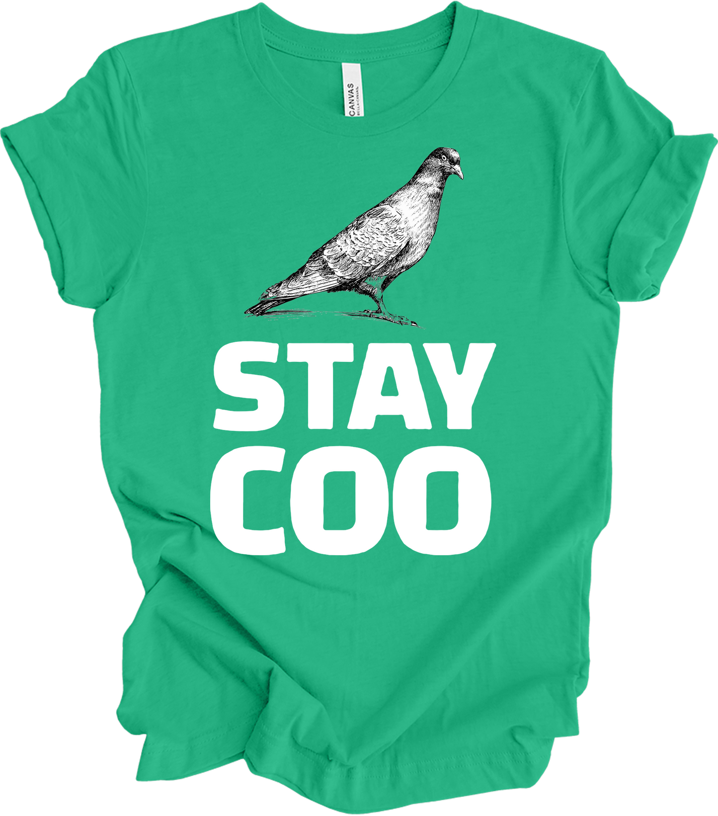 Stay Coo Pigeon - Vintage Style T-Shirt in Kelly
