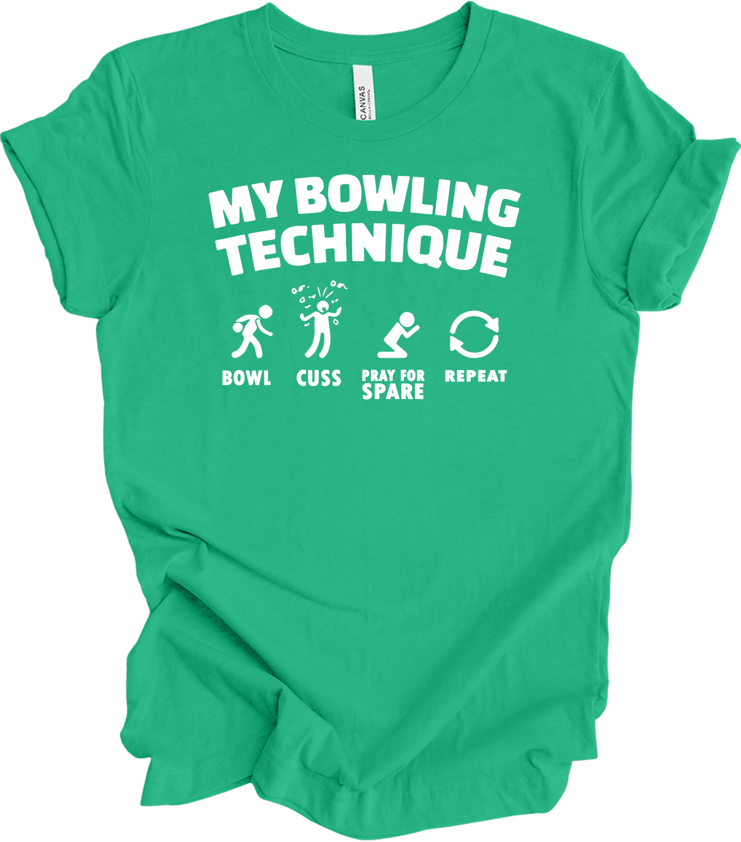 My Bowling Technique - Funny Bowler T-Shirt in Kelly