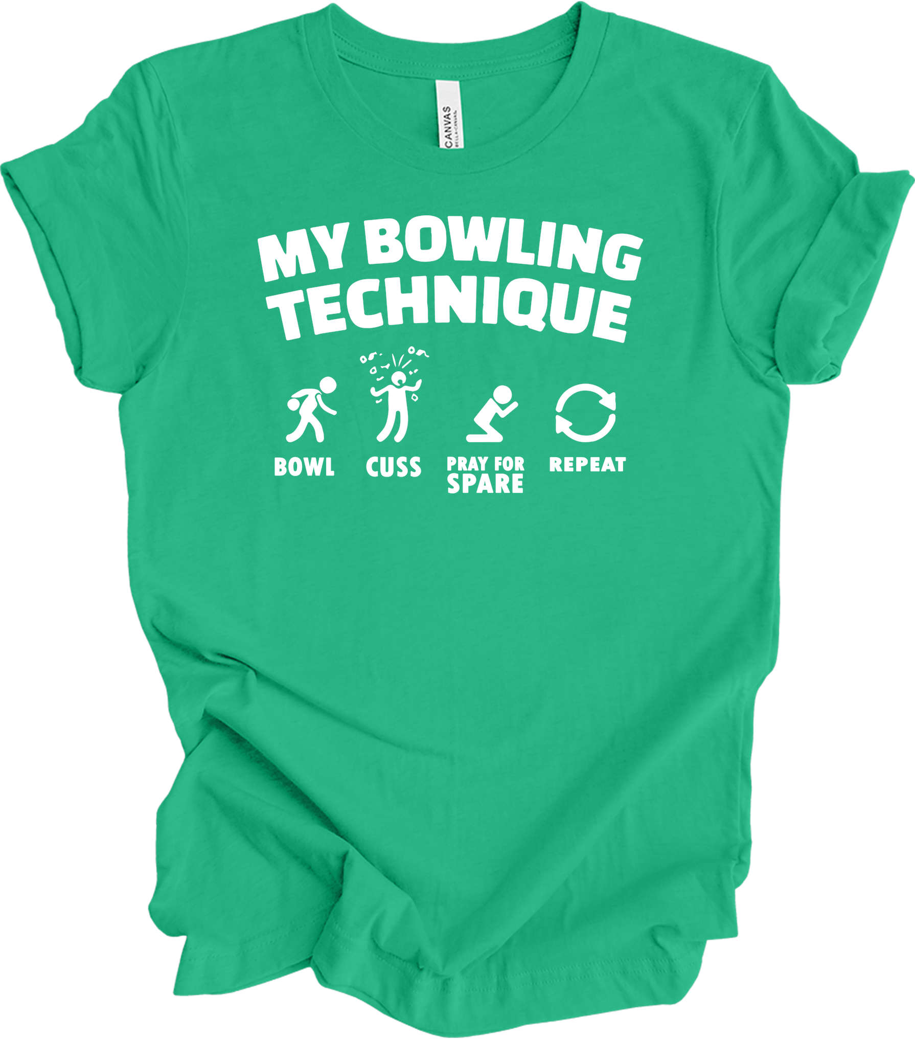 My Bowling Technique - Funny Bowler T-Shirt in Kelly
