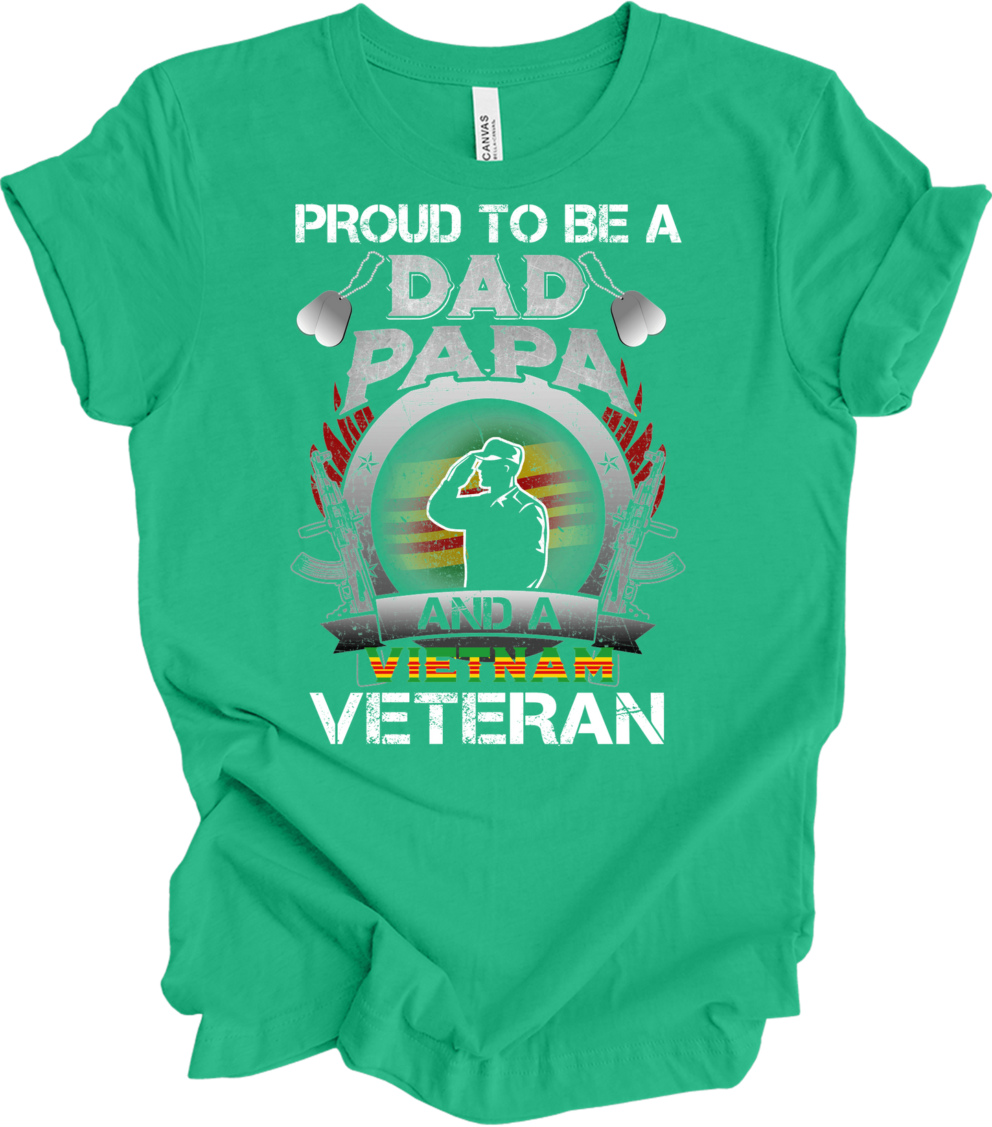 Vietnam Veteran Dad Papa Patriotic Military T-Shirt in Kelly