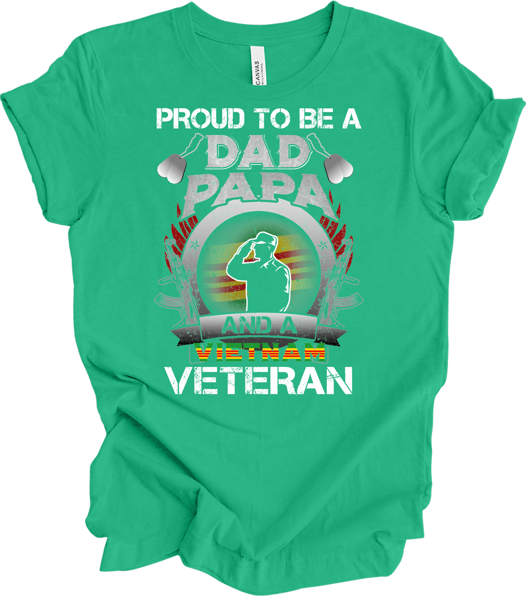 Vietnam Veteran Dad Papa Patriotic Military T-Shirt in Kelly