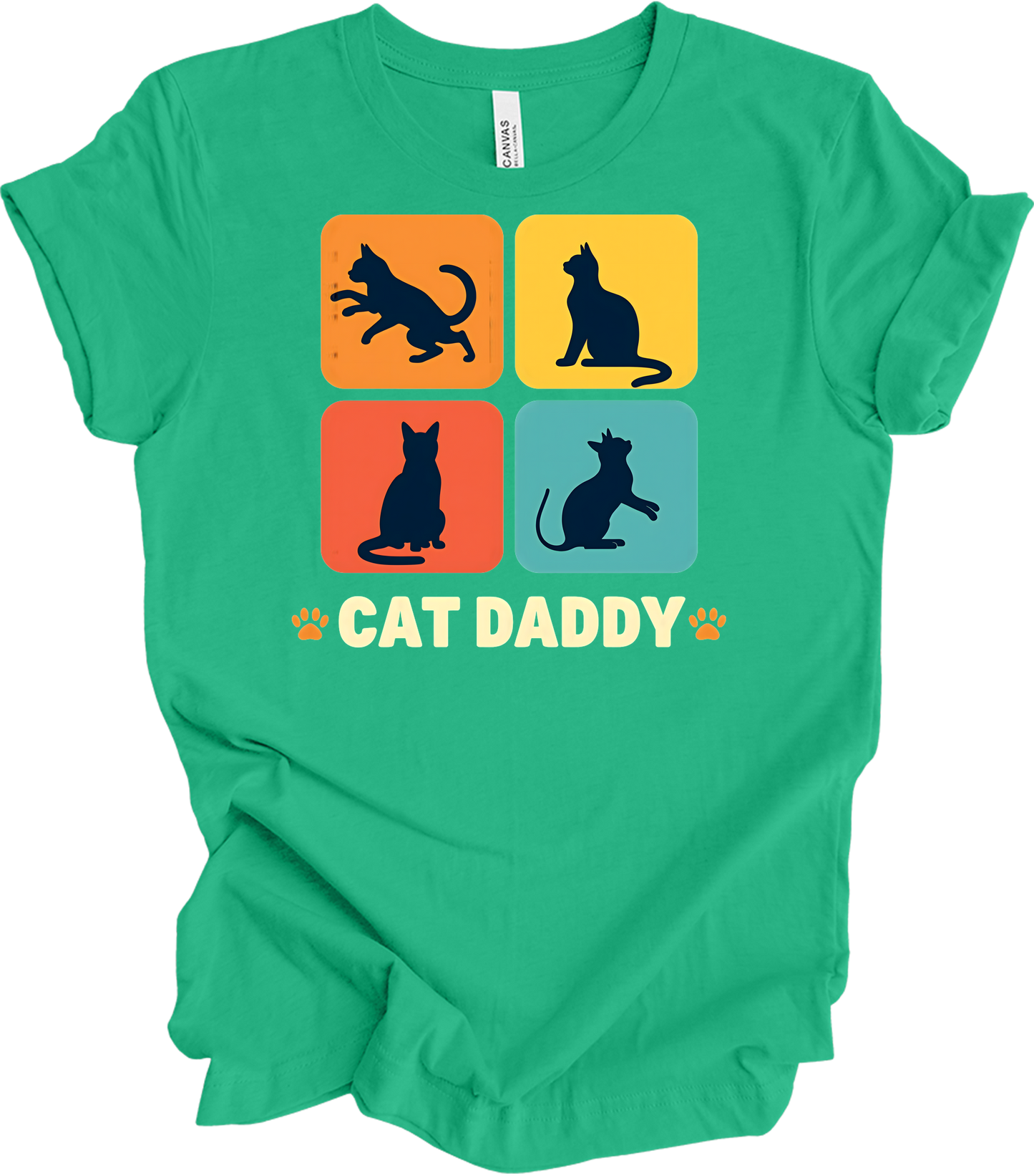 Cat Daddy Retro for Men T-Shirt in Kelly