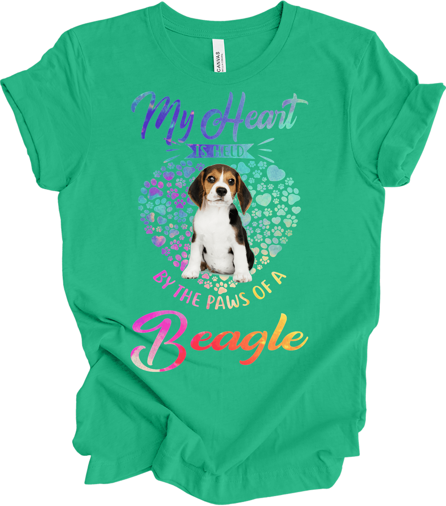 Beagle Heart Paw T-Shirt in Kelly