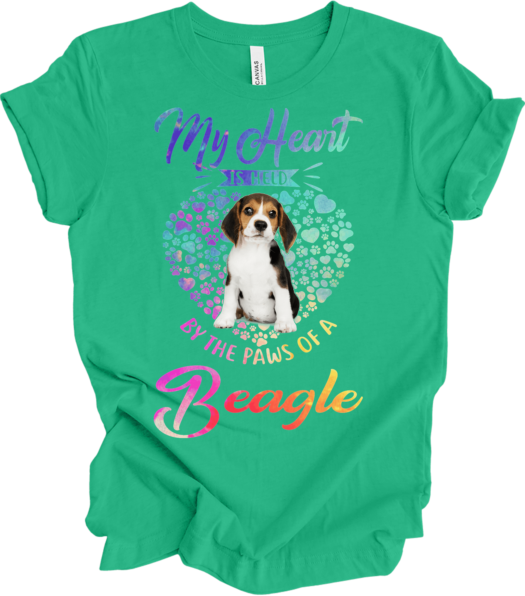 Beagle Heart Paw T-Shirt in Kelly