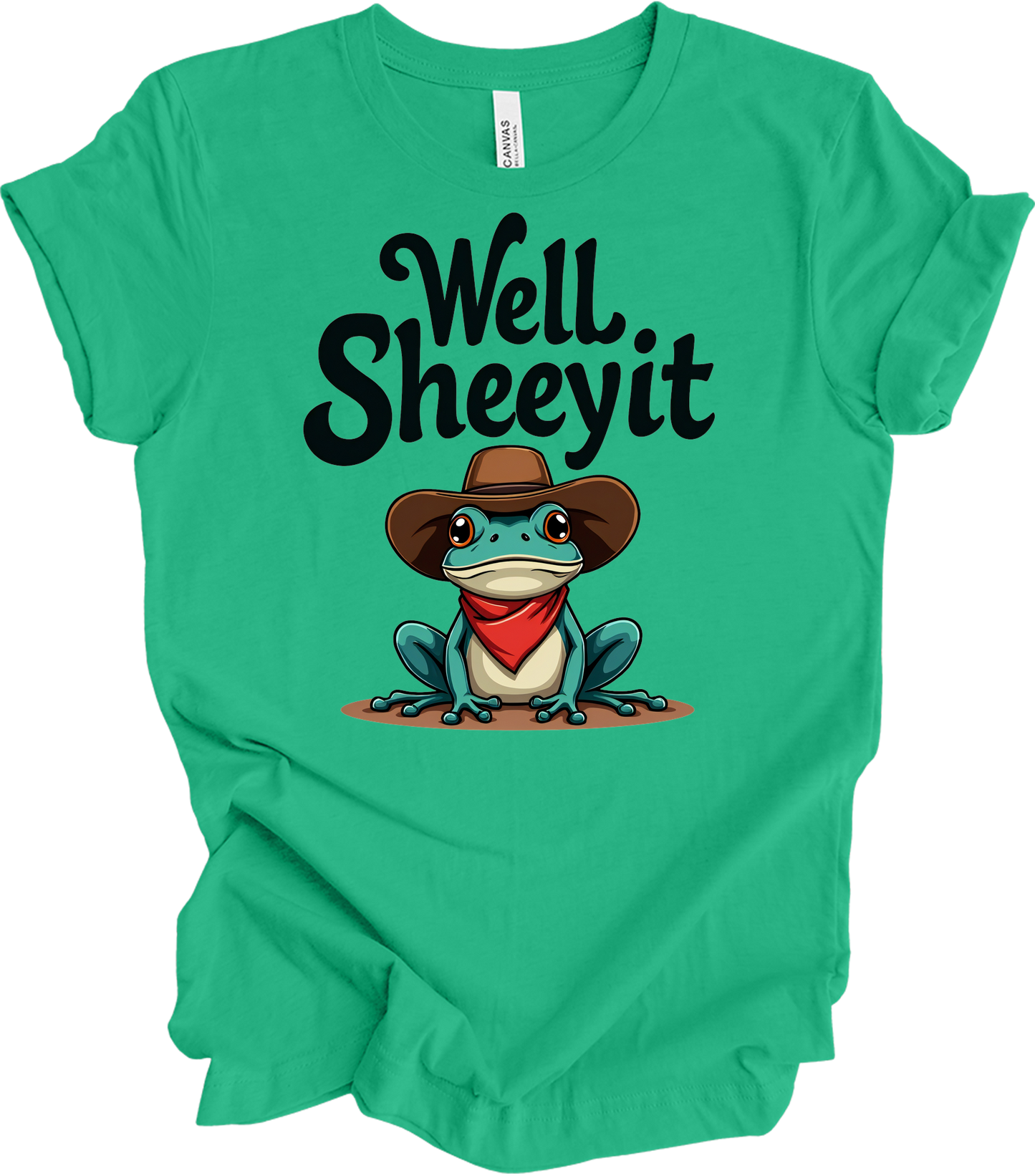 Cowboy Frog Meme T-Shirt in Kelly