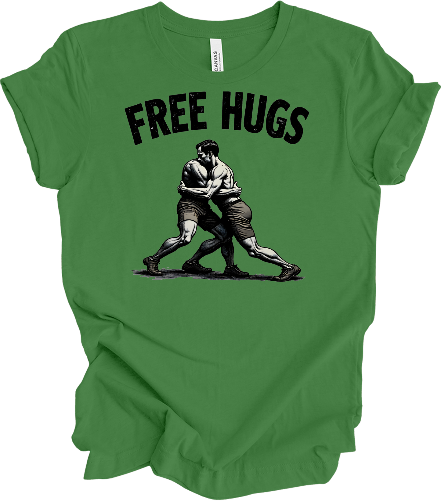Free Hugs Wrestling T-Shirt in Leaf