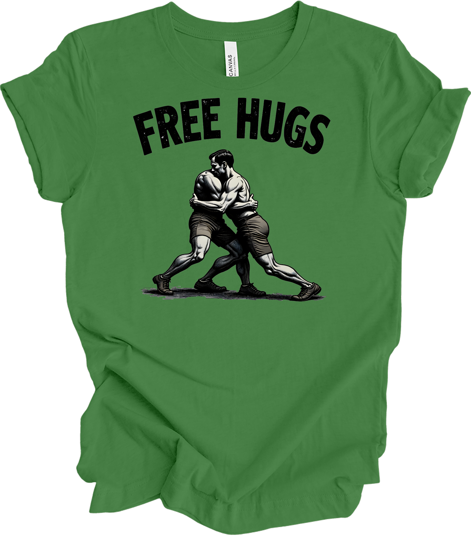 Free Hugs Wrestling T-Shirt in Leaf