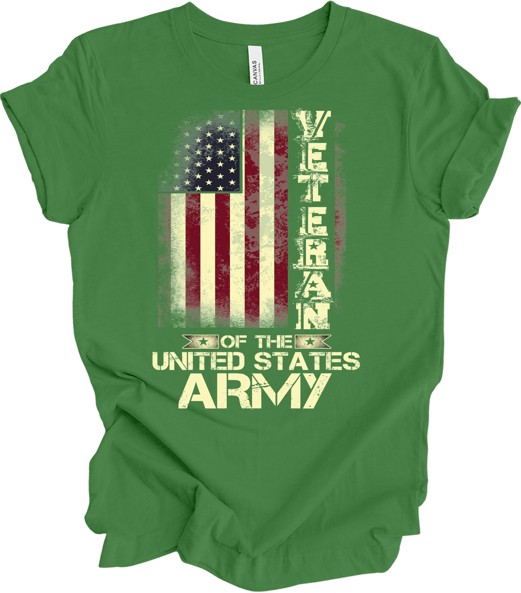 US Army Veteran Flag T-Shirt in Leaf