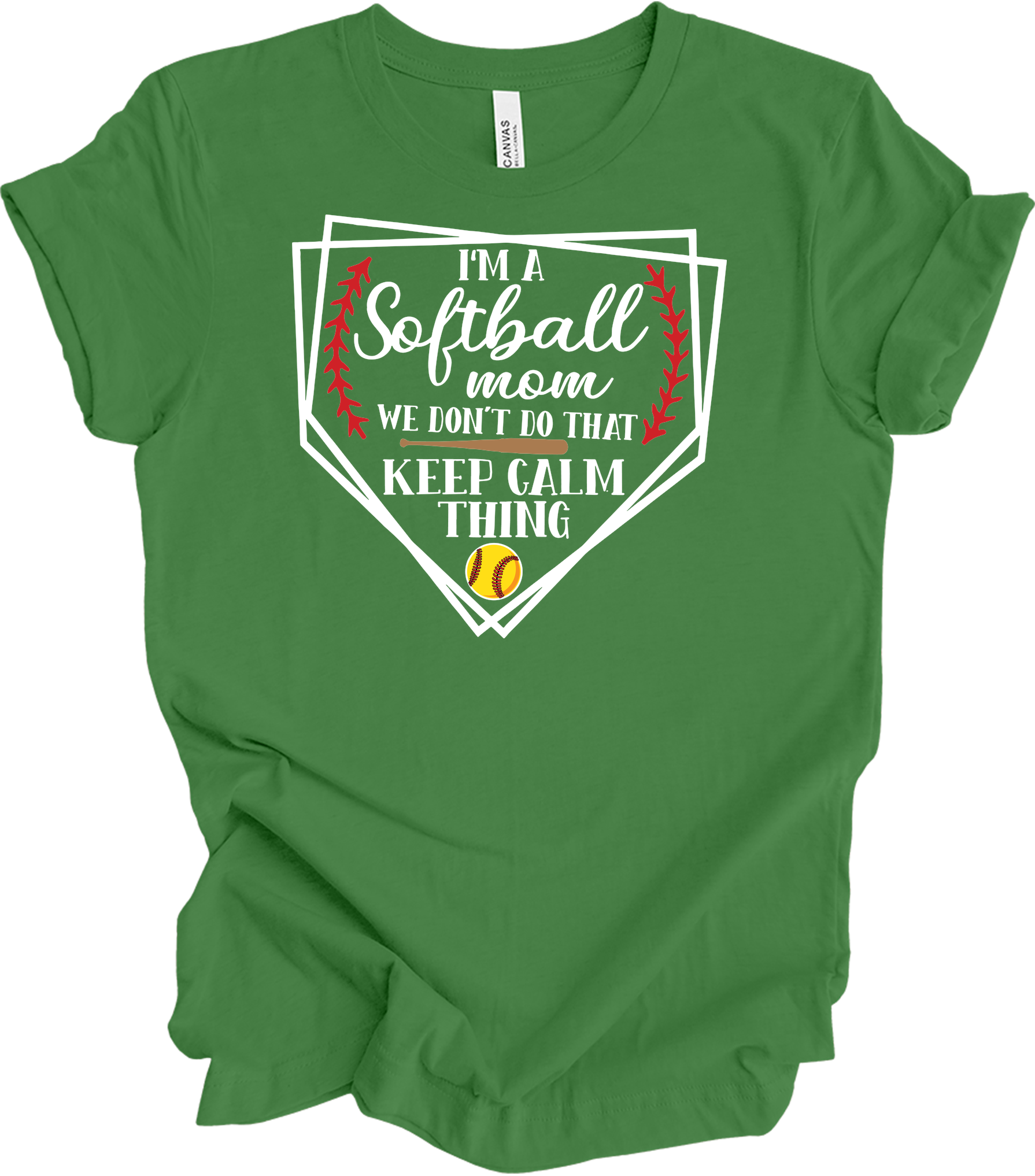 Softball Mom - Cute Sports Mom Gift Design T-Shirt in Leaf