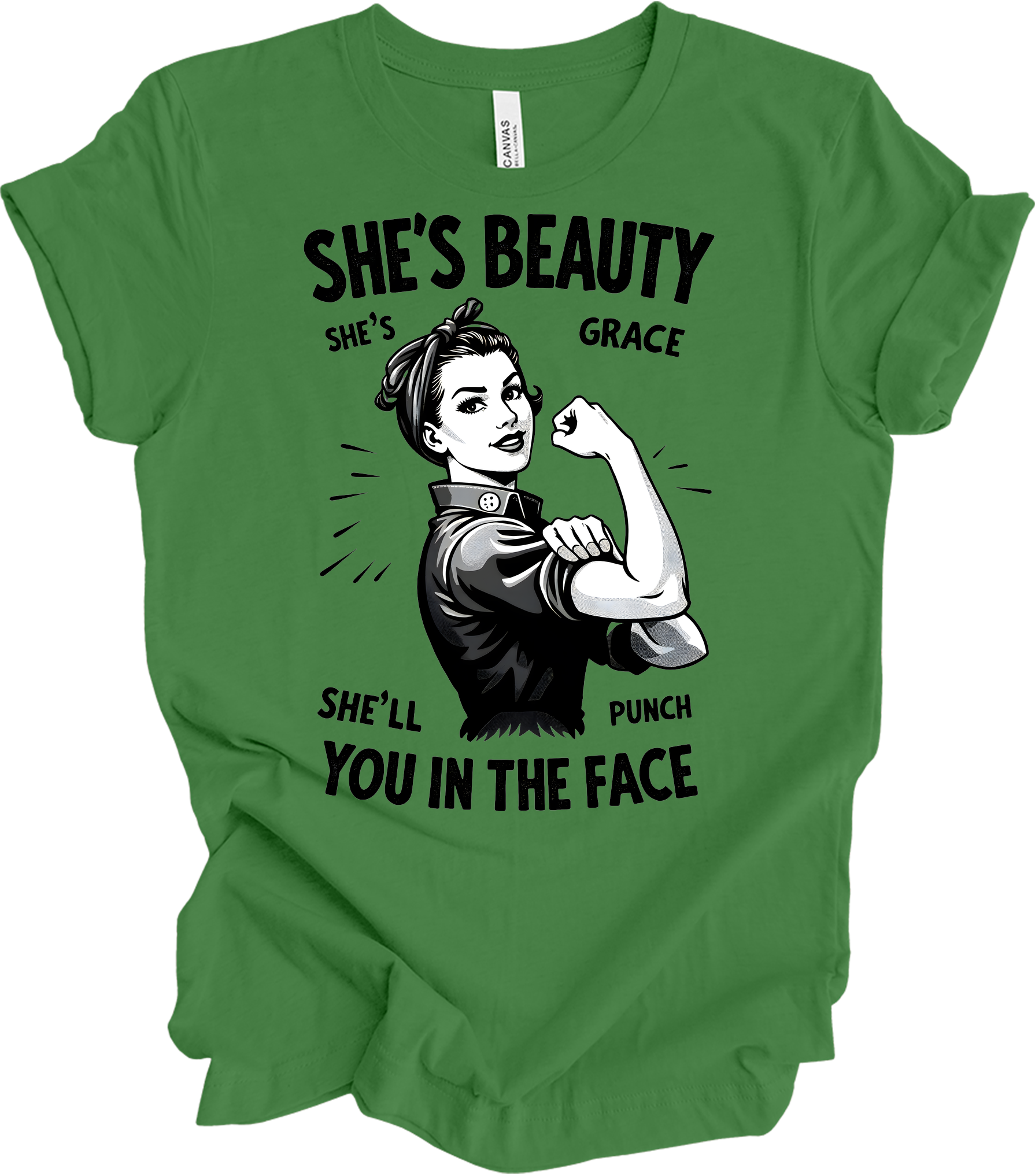 Beauty Grace Punch Face T-Shirt in Leaf