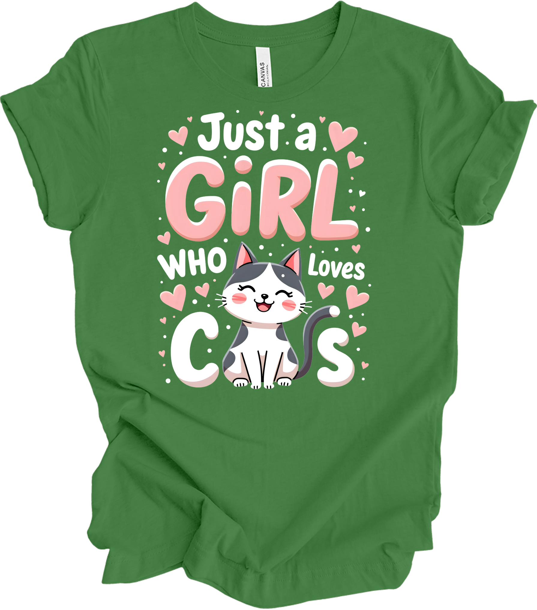 Just a Girl Who Loves Cats T-Shirt in Leaf