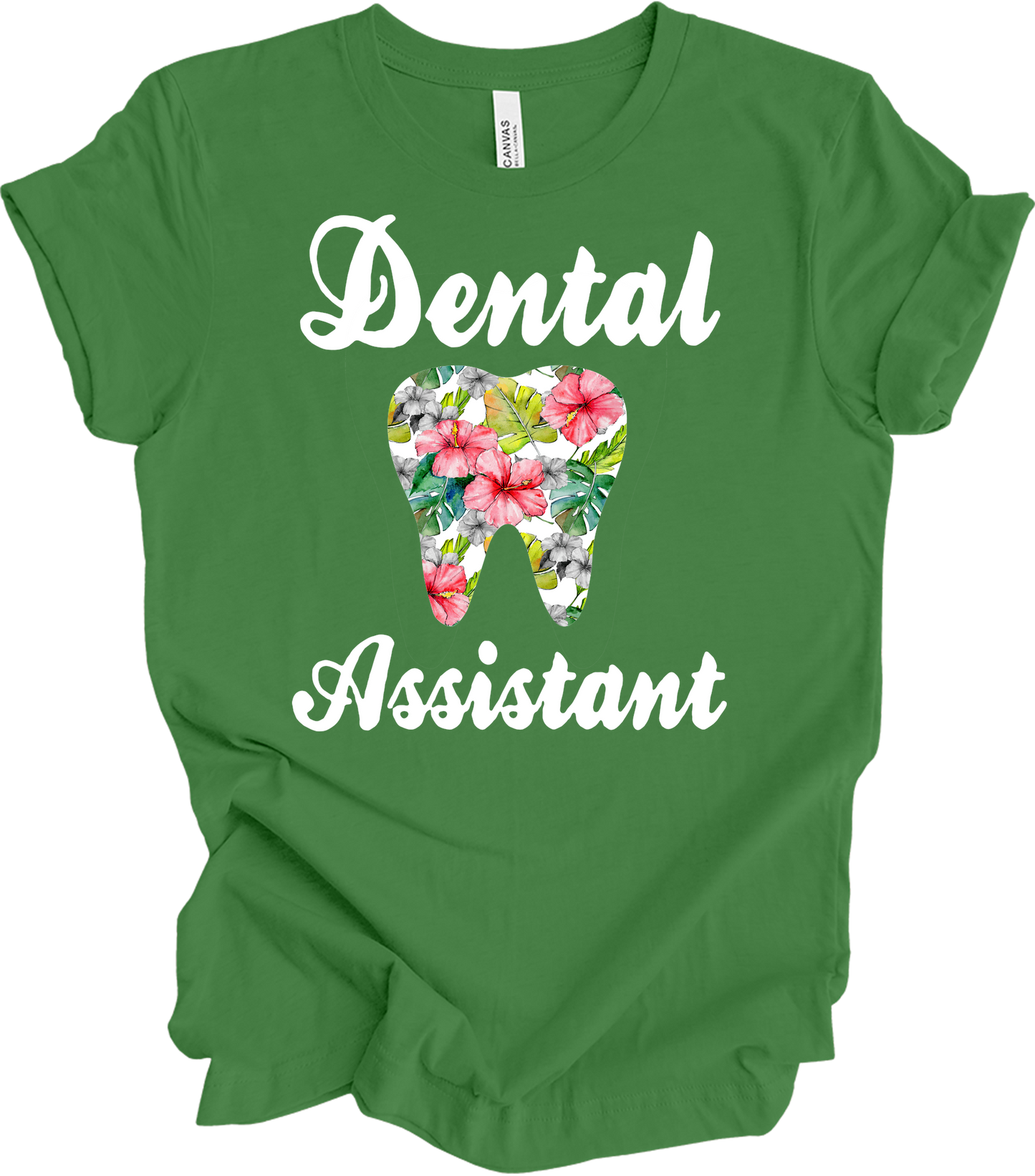 Dental Assistant Floral Tooth - Cute Dental Squad Gift T-Shirt in Leaf