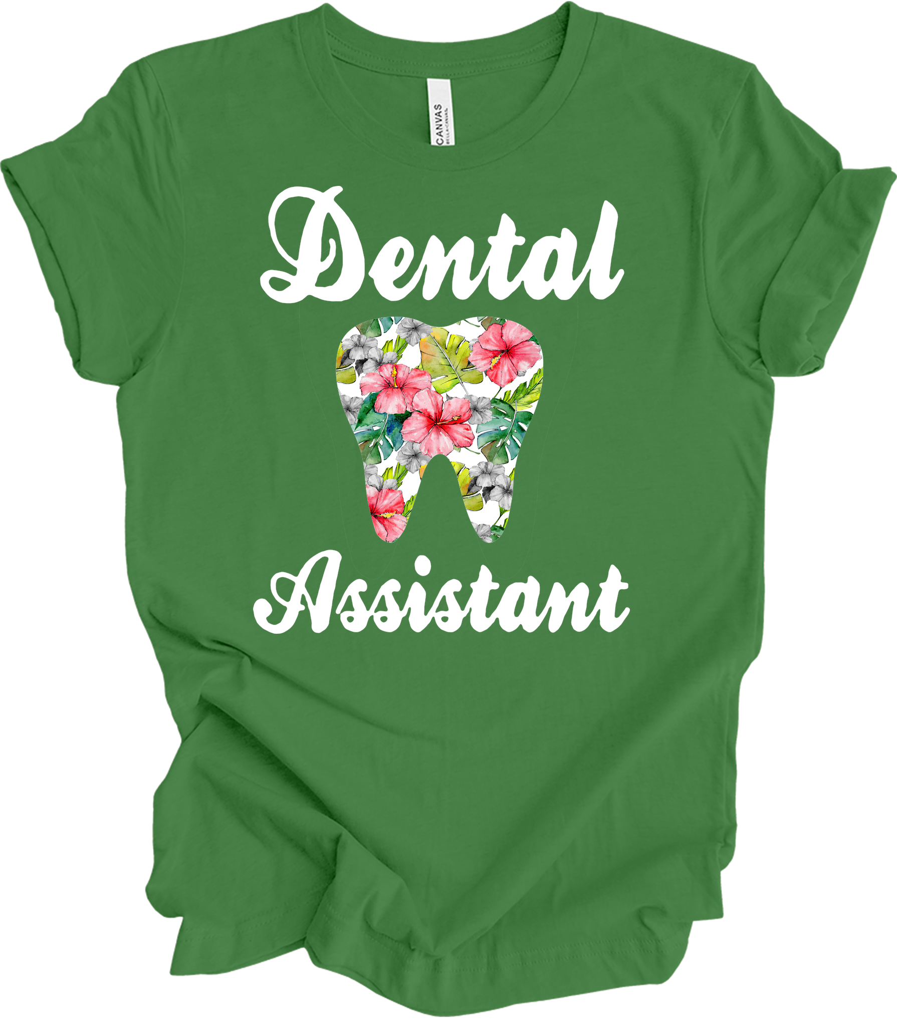 Dental Assistant Floral Tooth - Cute Dental Squad Gift T-Shirt in Leaf
