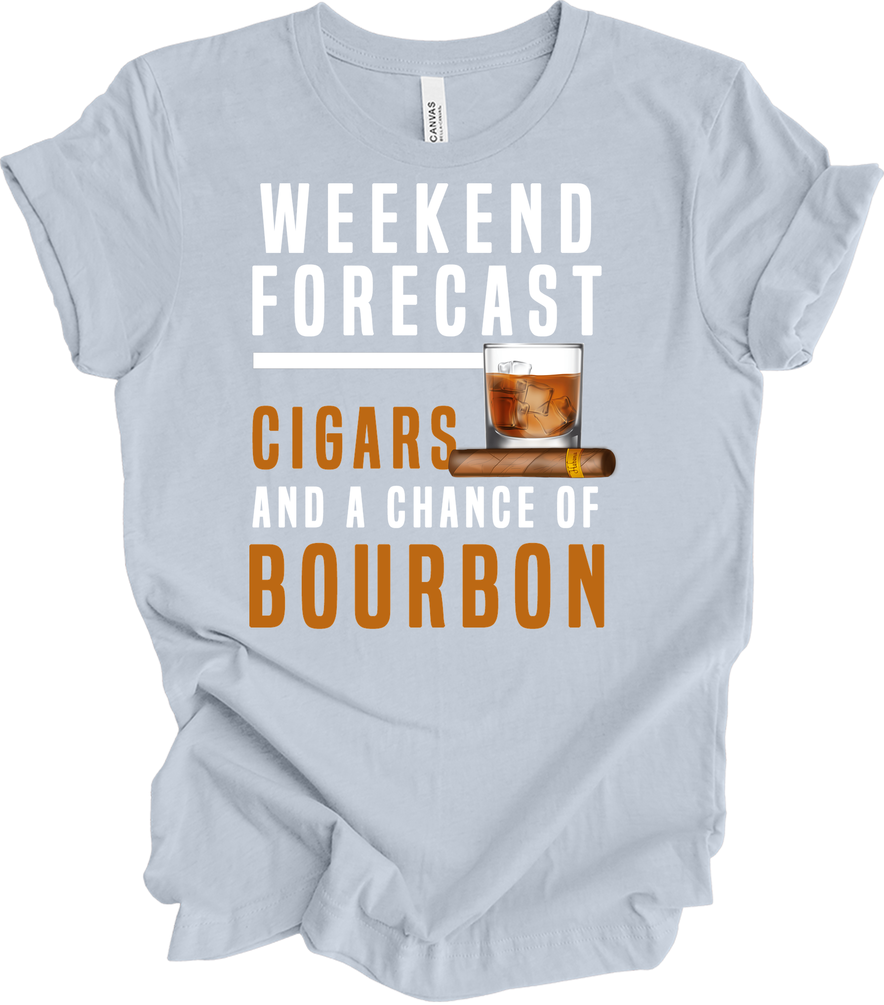 Weekend Forecast Cigars & Bourbon T-Shirt in Light Blue
