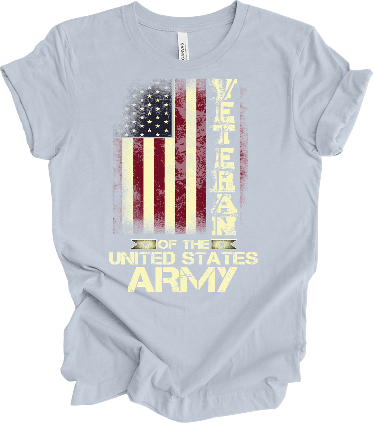 US Army Veteran Flag T-Shirt in Light Blue