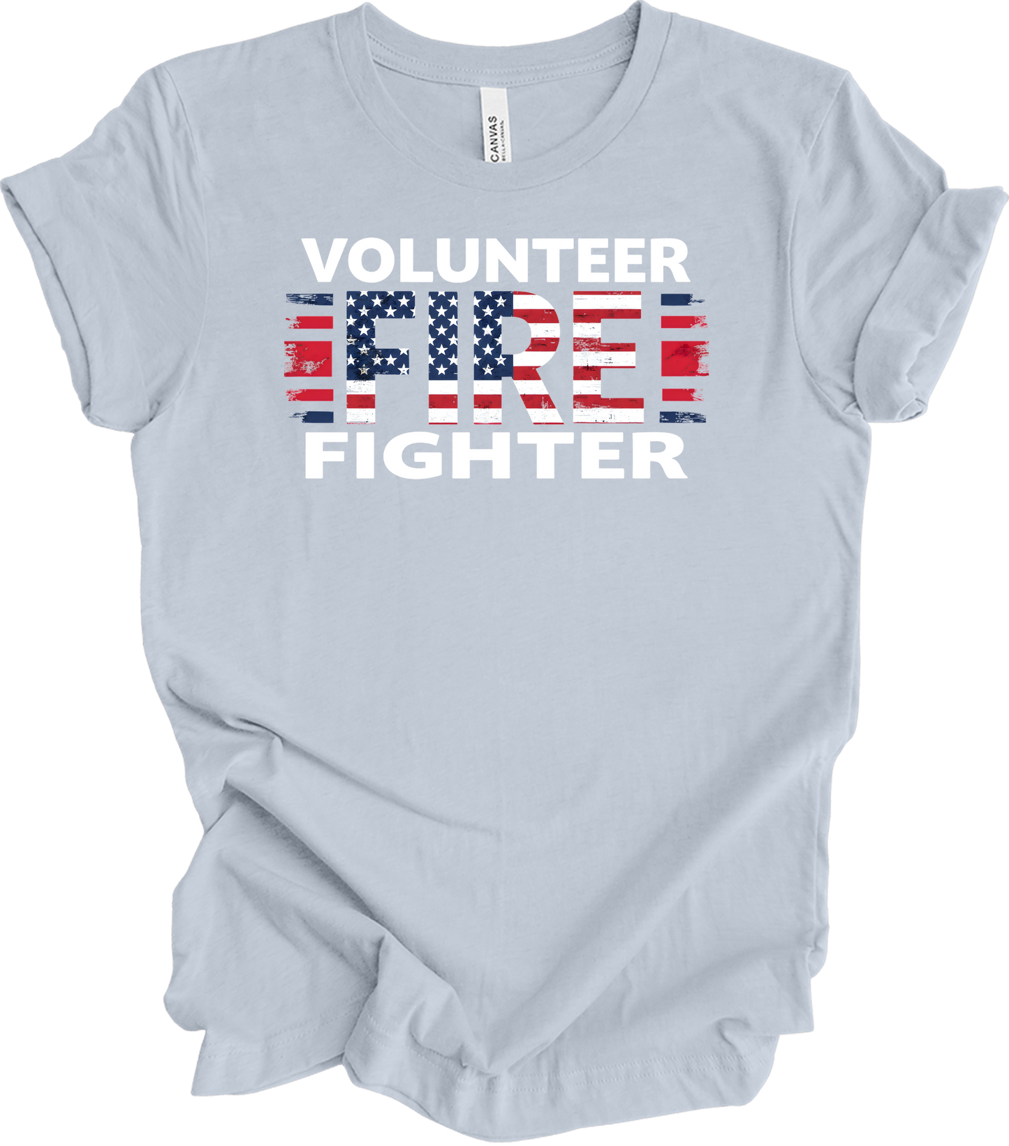 Volunr Firefighter USA Flag T-Shirt in Light Blue