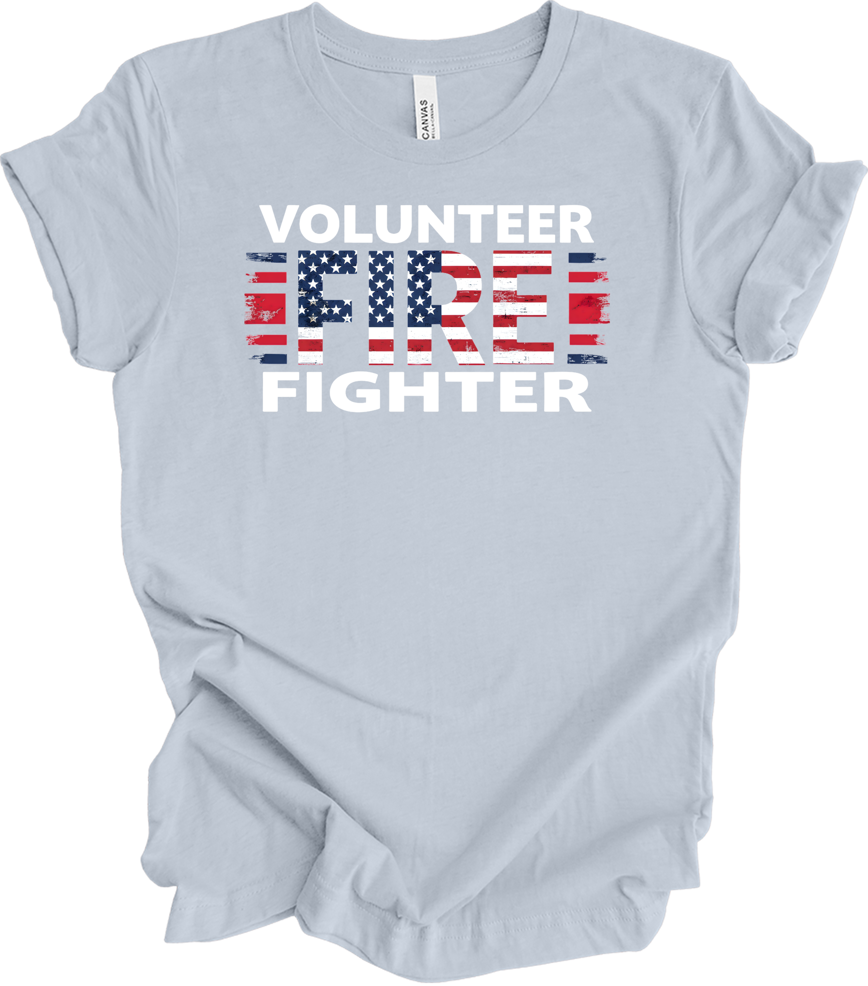 Volunr Firefighter USA Flag T-Shirt in Light Blue