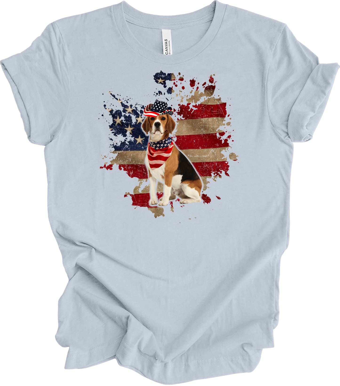 Beagle 4th of July T-Shirt in Light Blue