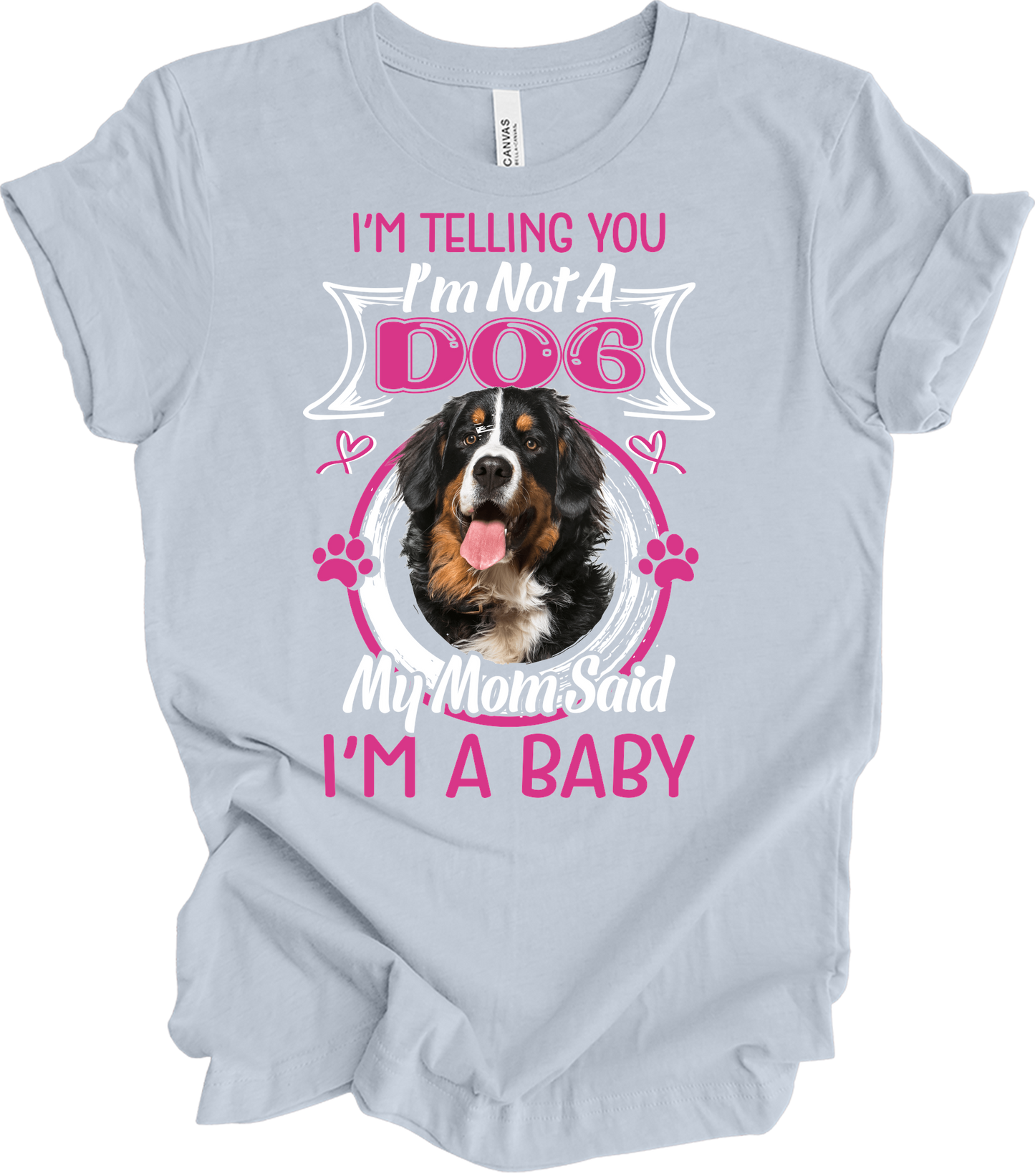 Bernese Mountain Dog Mom T-Shirt in Light Blue