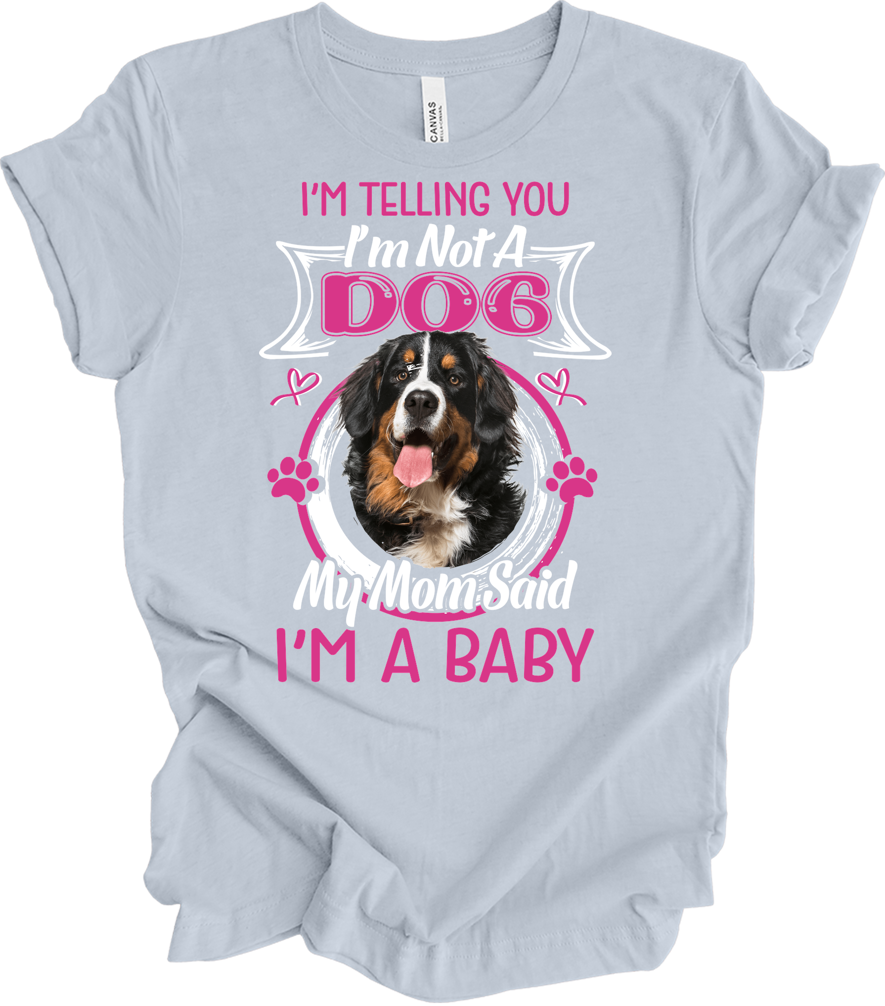 Bernese Mountain Dog Mom T-Shirt in Light Blue