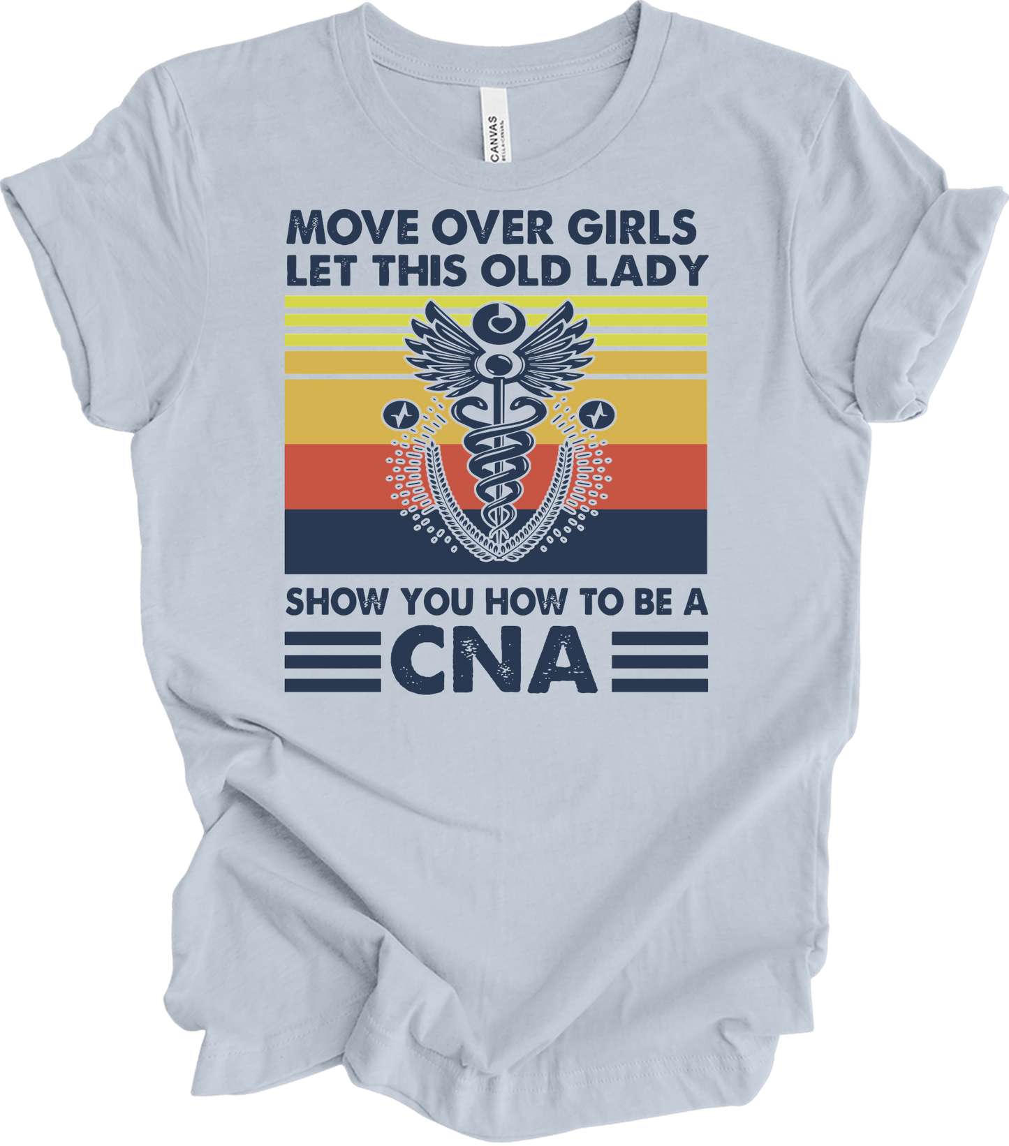 Old Lady CNA Nurse T-Shirt in Light Blue
