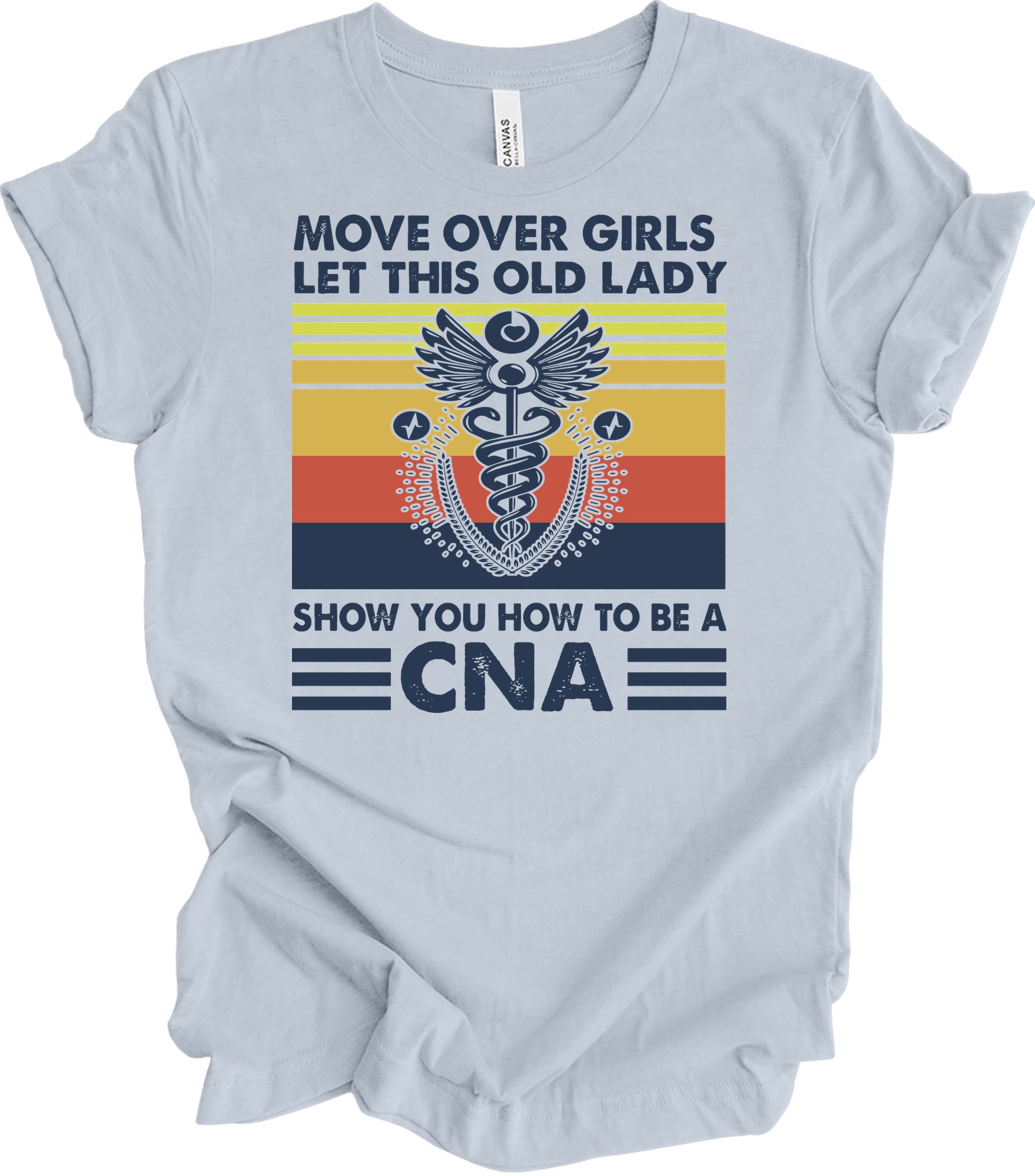 Old Lady CNA Nurse T-Shirt in Light Blue