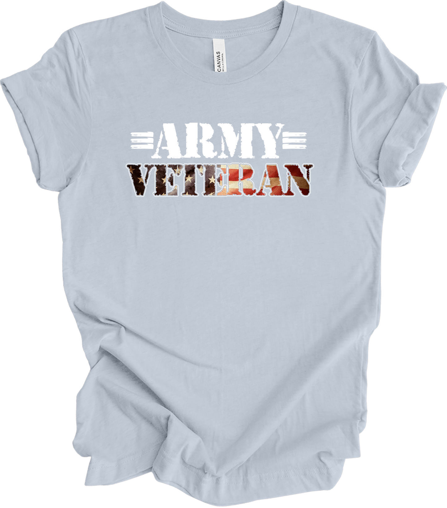 US Army Veteran Flag T-Shirt in Light Blue