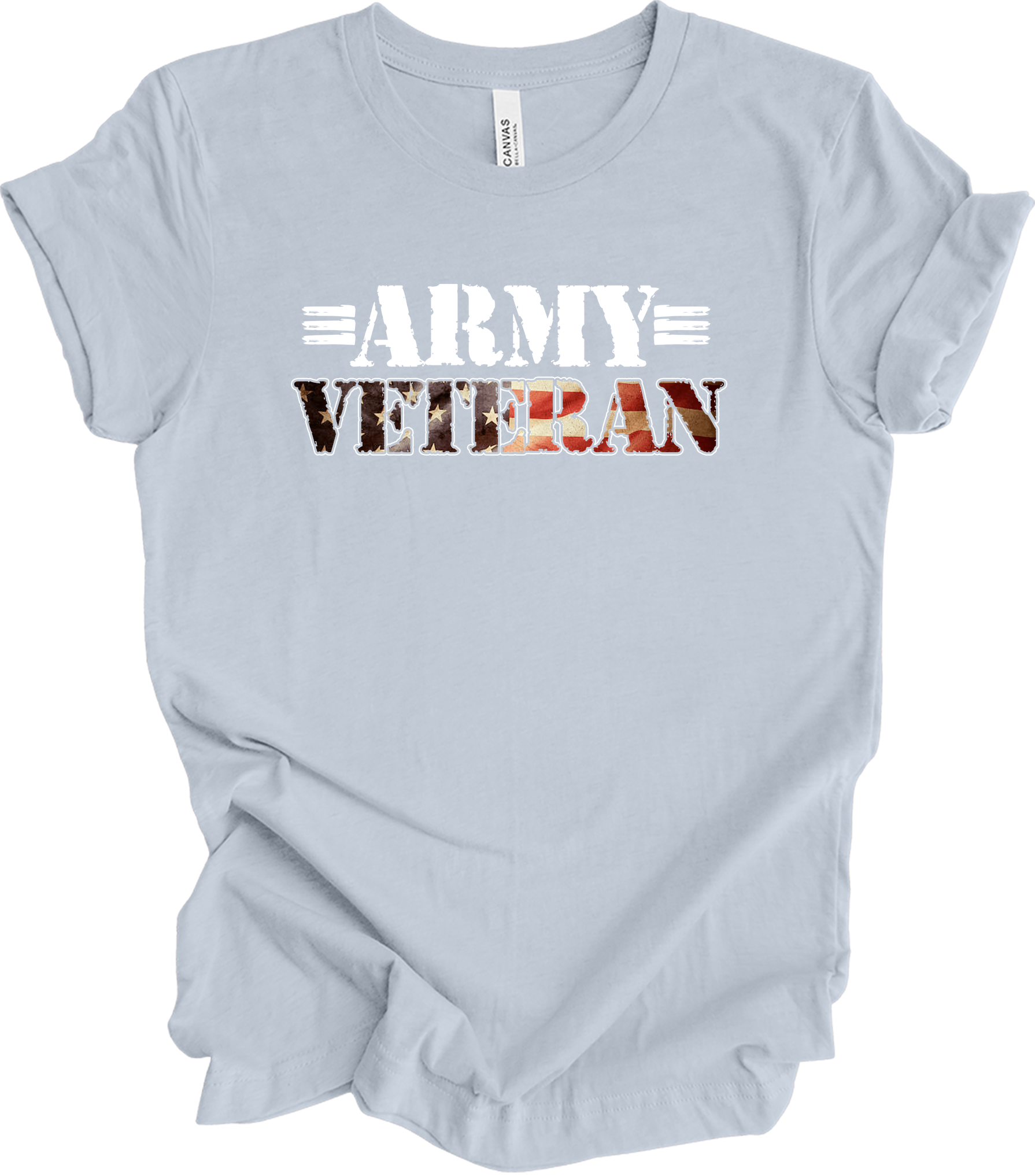 US Army Veteran Flag T-Shirt in Light Blue