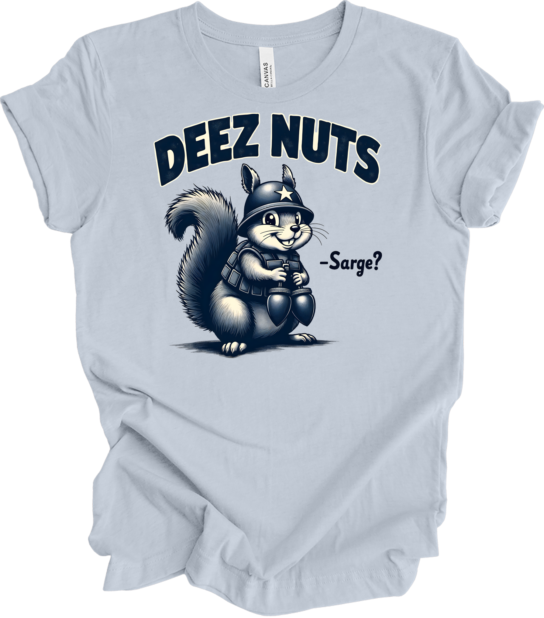 Funny 'Deez Nuts' Squirrel T-Shirt in Light Blue