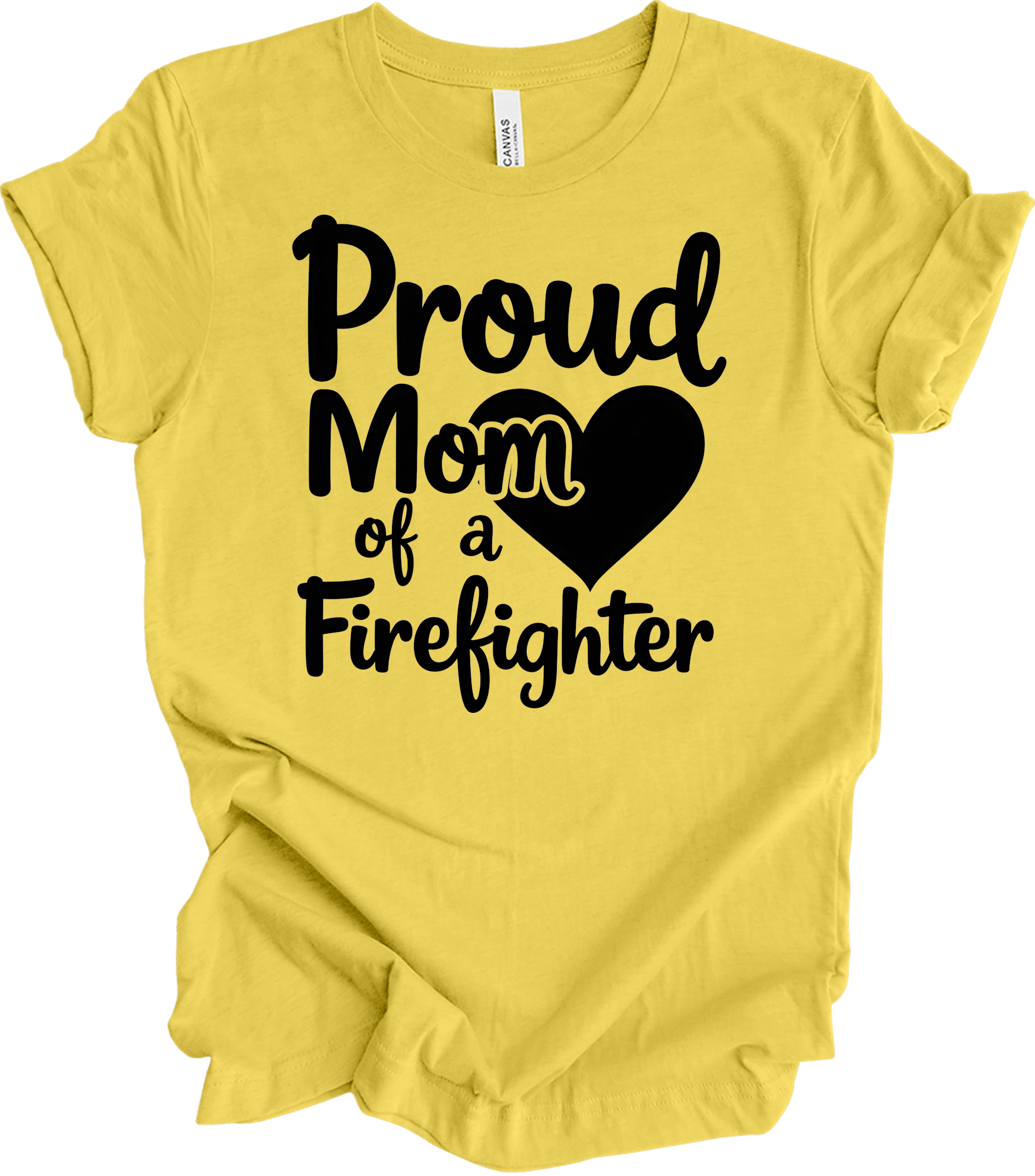 Proud Firefighter Mom T-Shirt in Maize Yellow