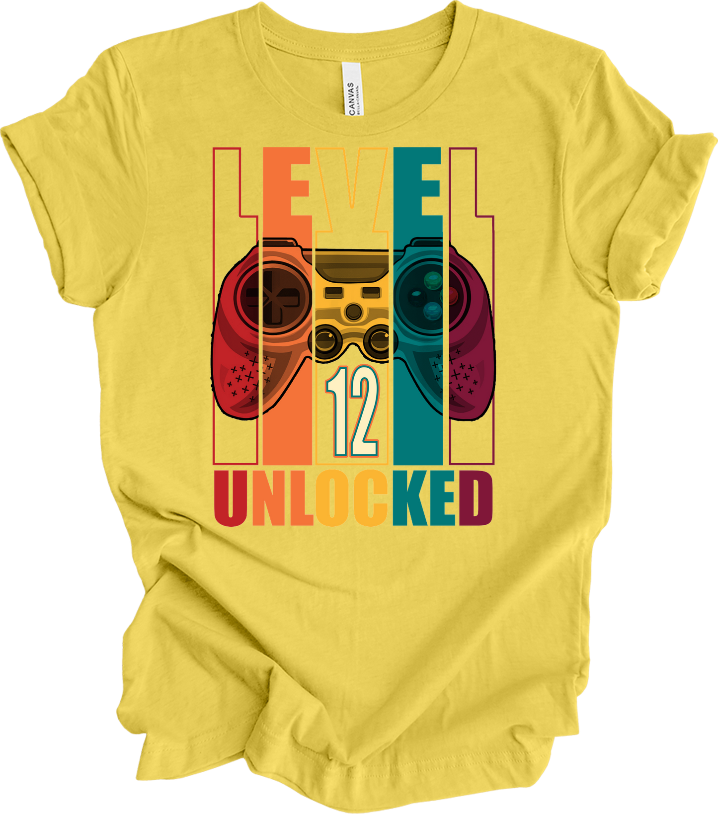 Level 12 Unlocked Gamer T-Shirt in Maize Yellow