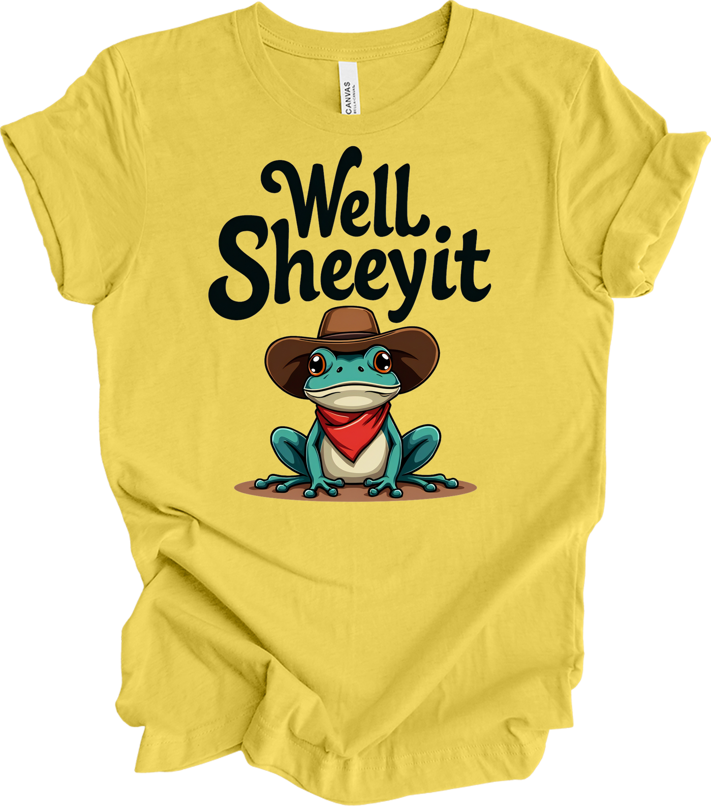 Cowboy Frog Meme T-Shirt in Maize Yellow