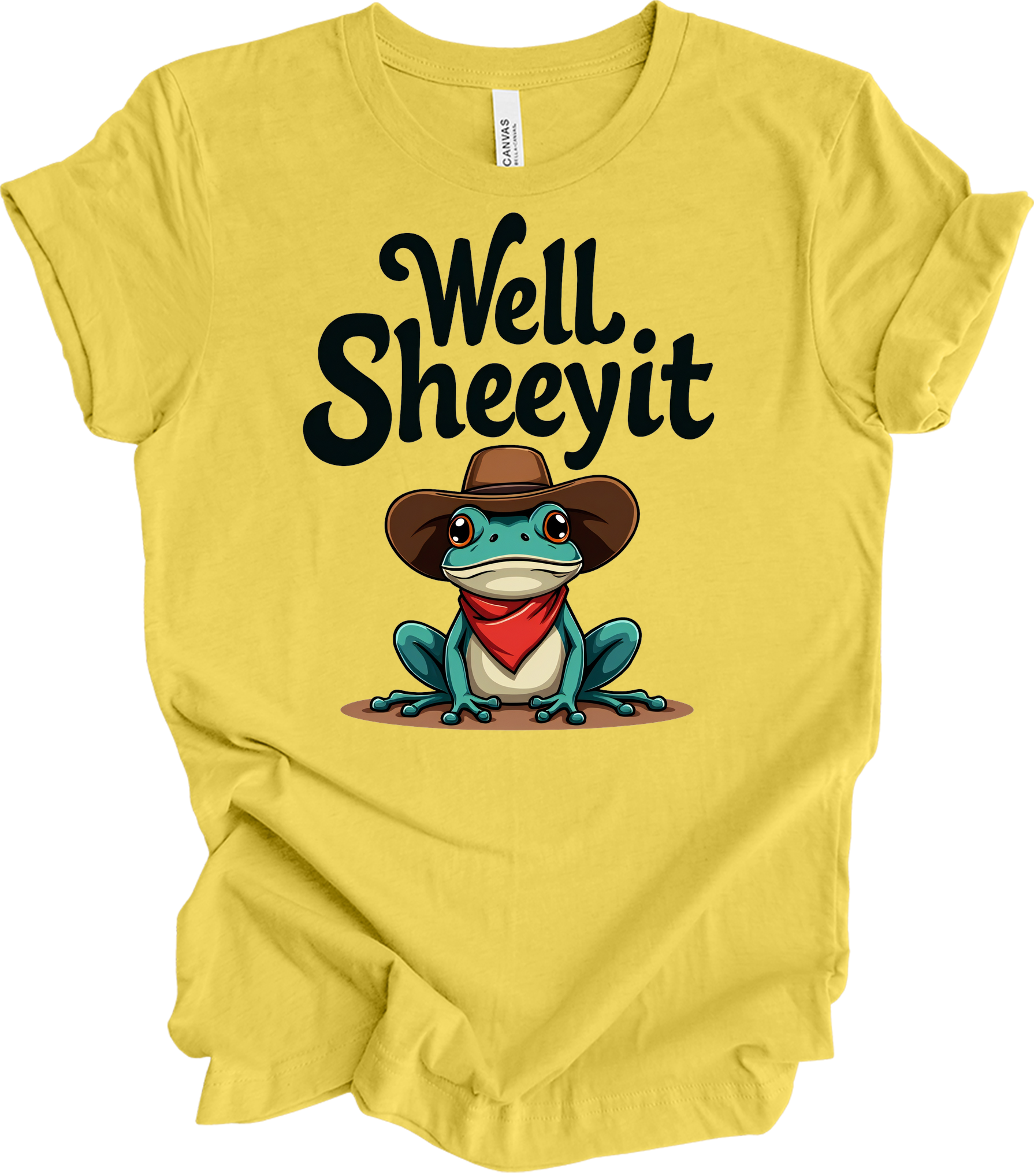 Cowboy Frog Meme T-Shirt in Maize Yellow