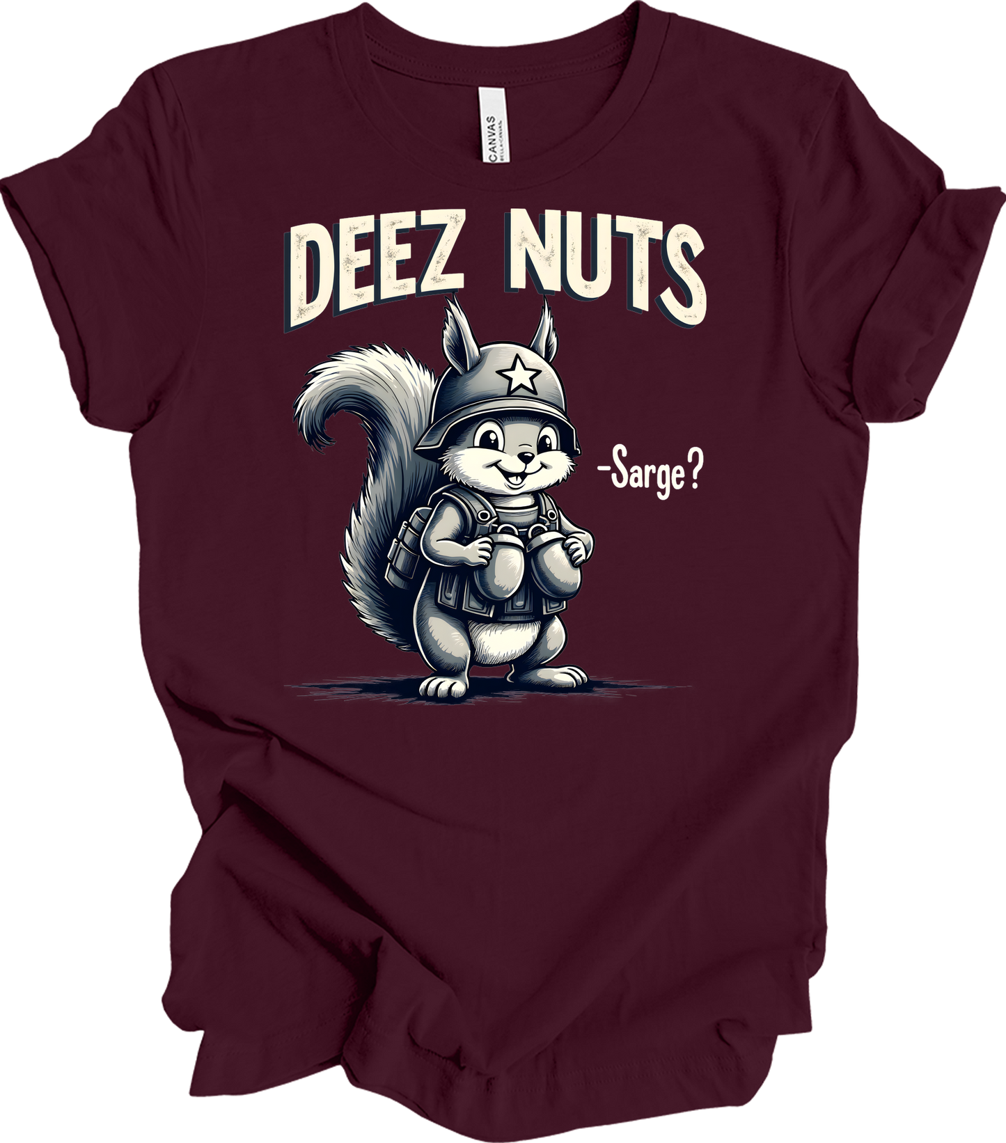 Funny 'Deez Nuts' T-Shirt in Maroon