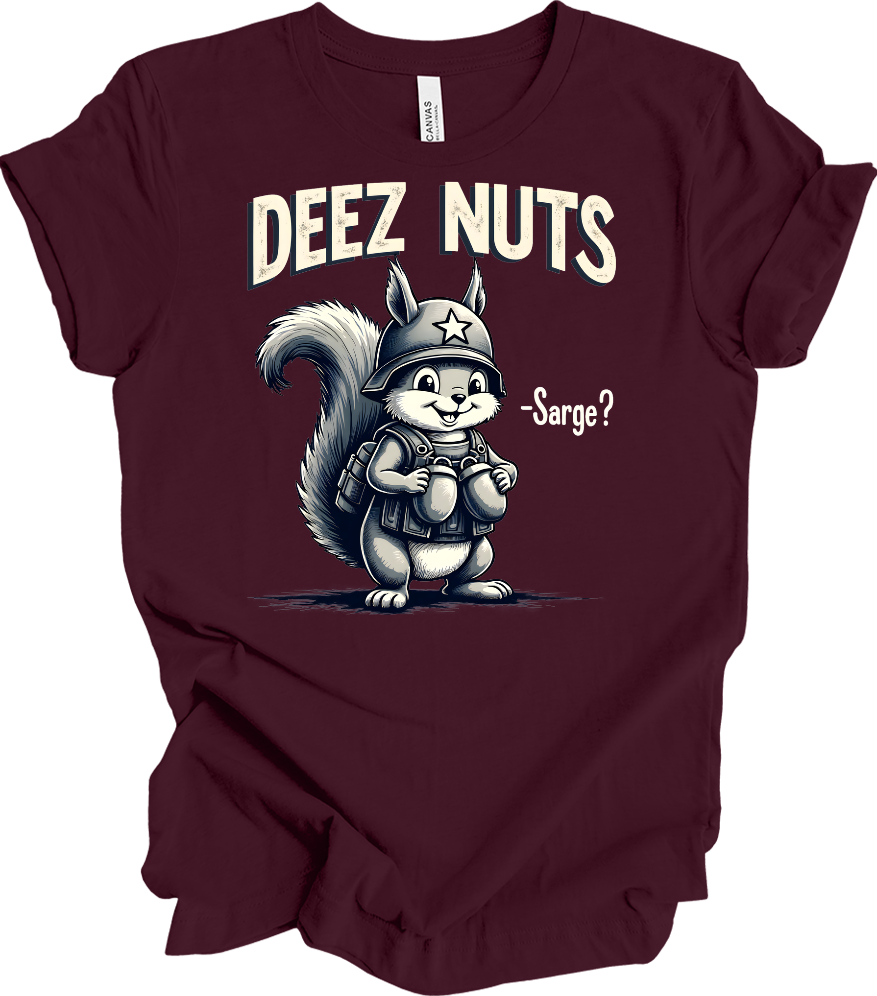 Funny 'Deez Nuts' T-Shirt in Maroon