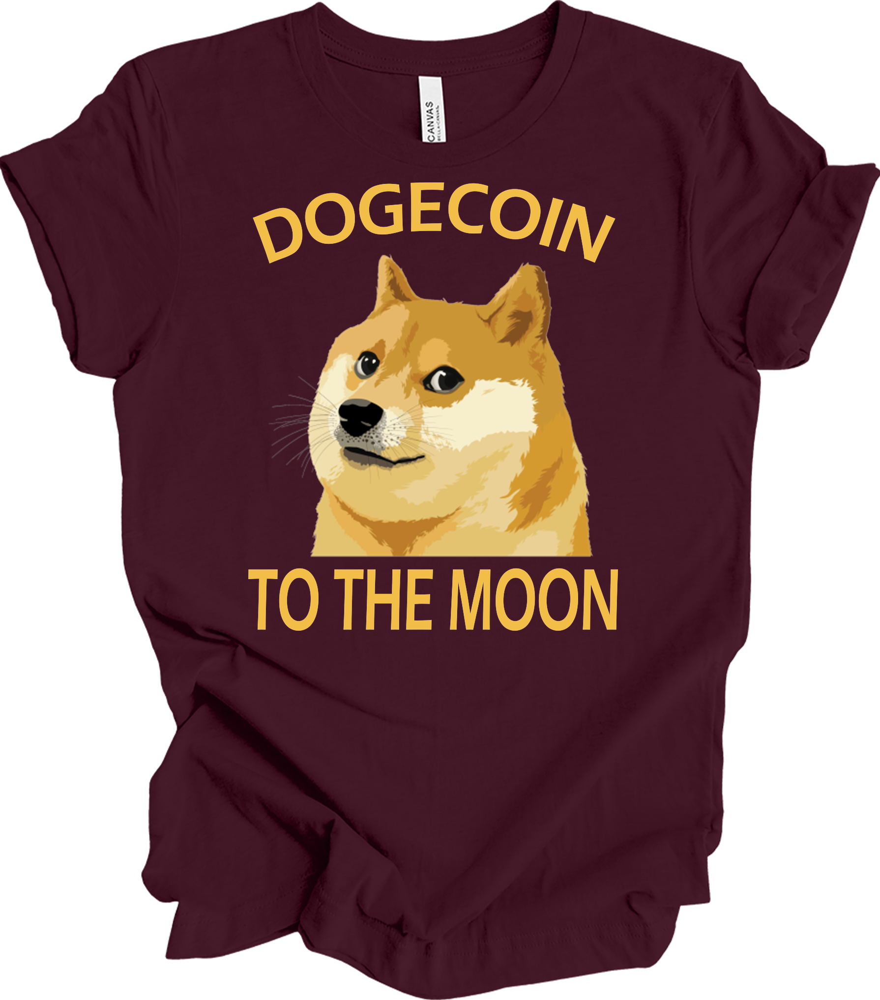 Dogecoin To The Moon T-Shirt in Maroon