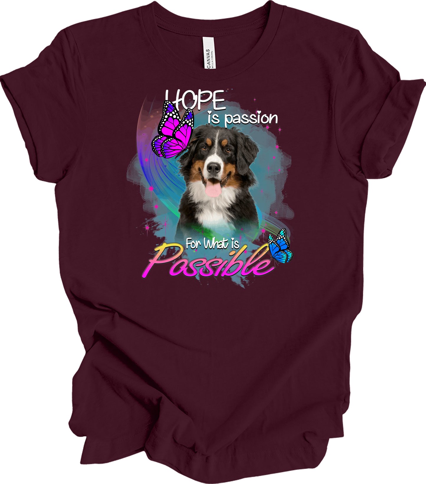 Bernese Mountain Dog Hope T-Shirt in Maroon