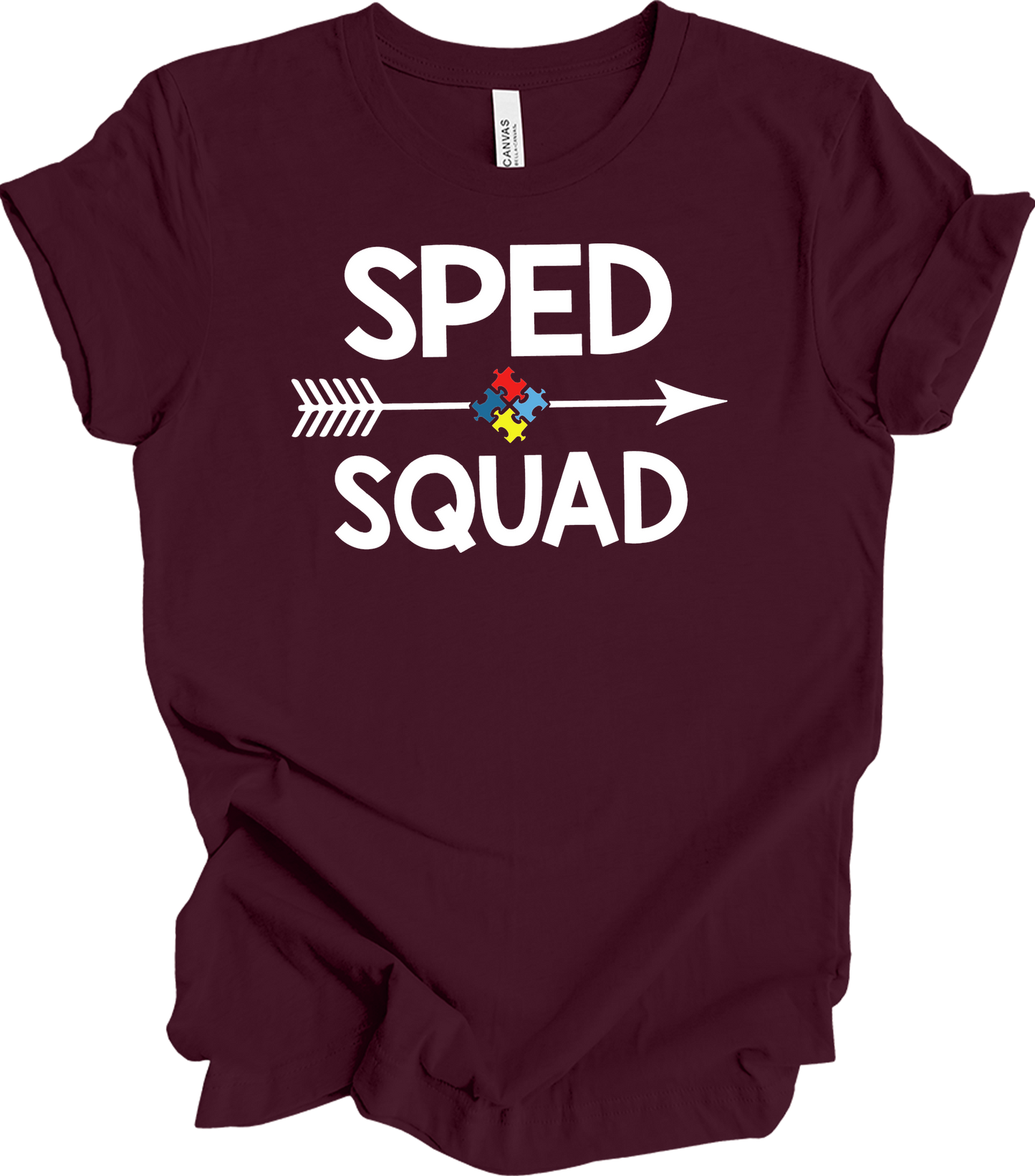 Education Teacher Sped Squad Special Education Autism Awareness T-Shirt in Maroon