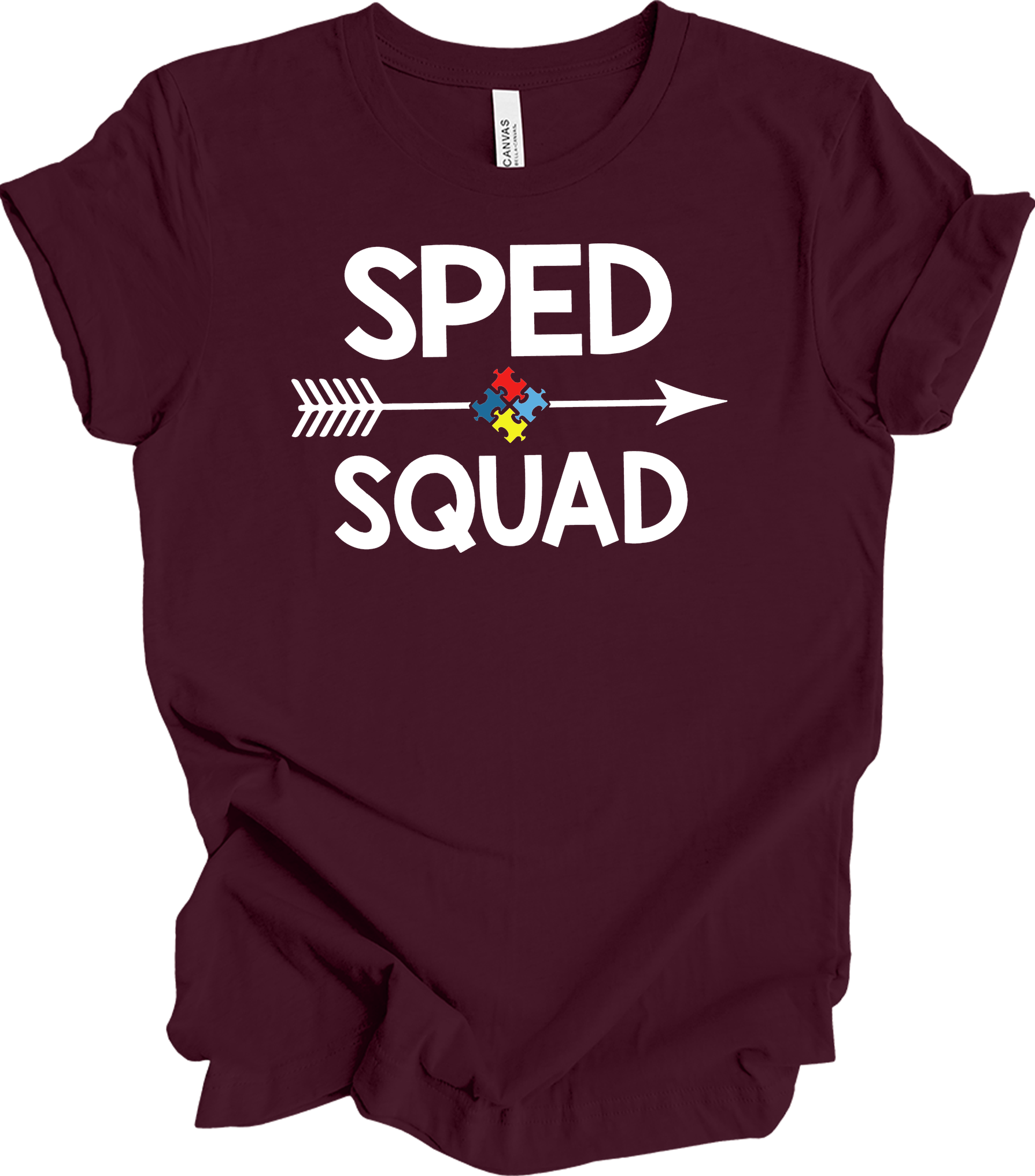 Education Teacher Sped Squad Special Education Autism Awareness T-Shirt in Maroon