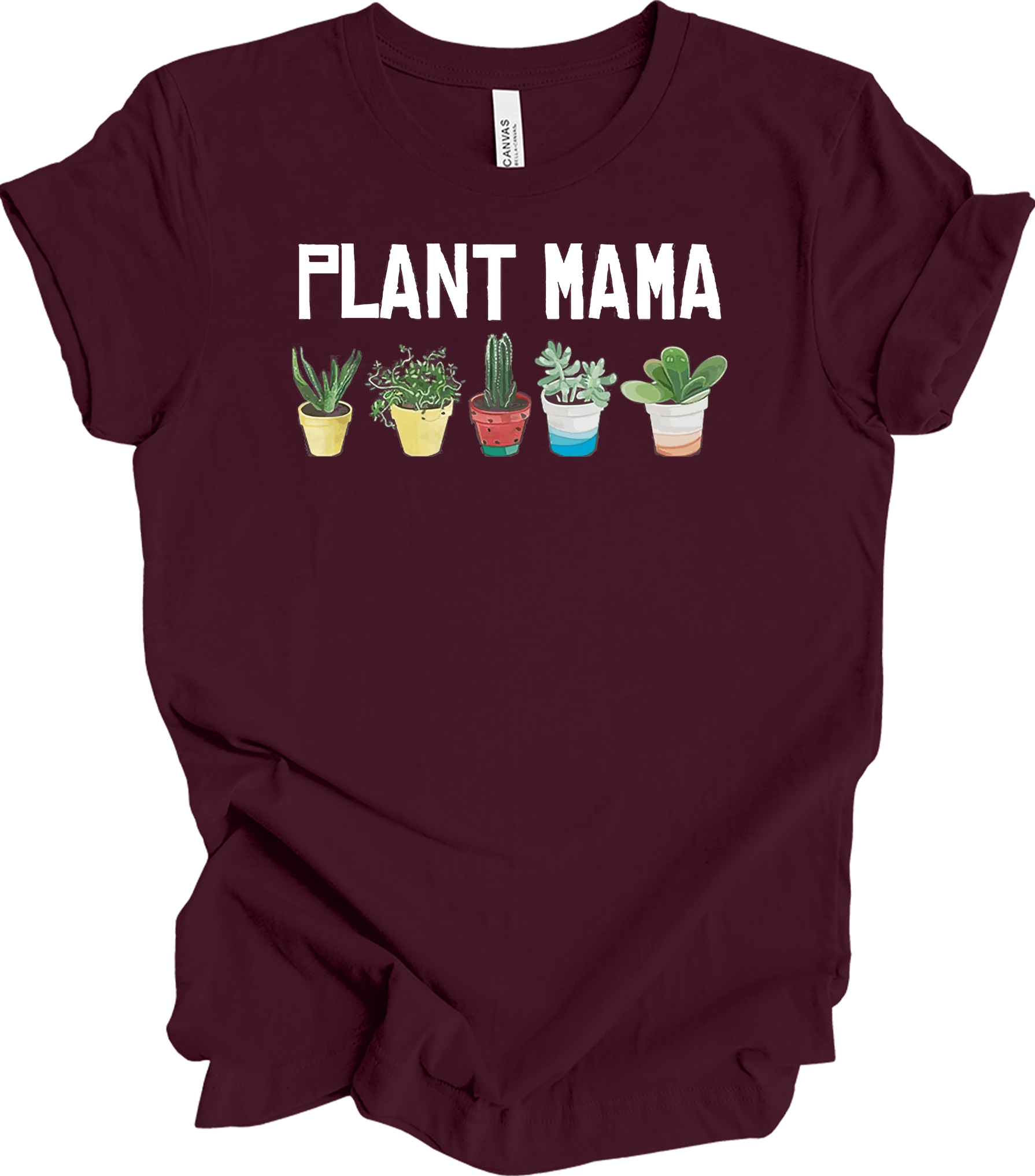 Plant Mama - Cute Plants T-Shirt in Maroon