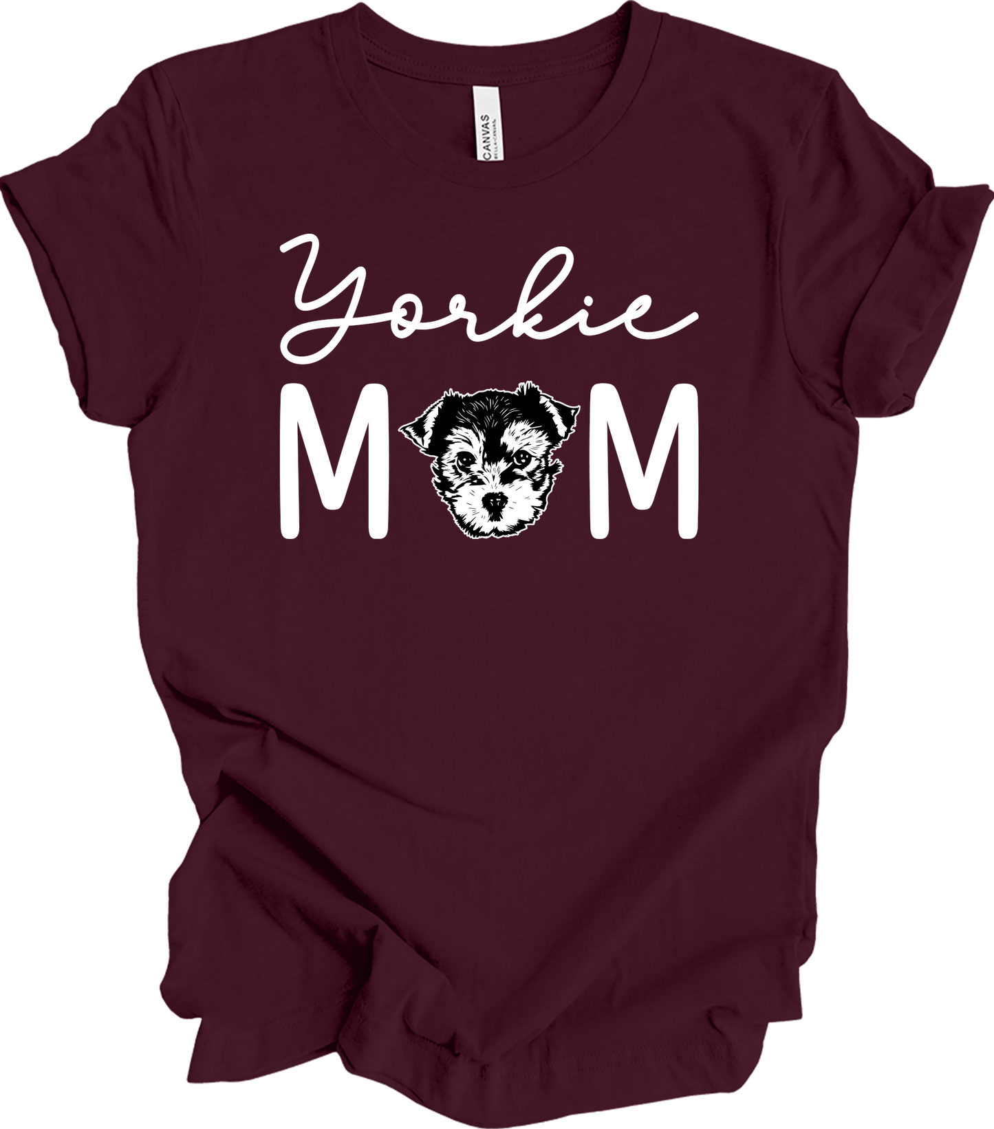Yorkie Mom - Cute Yorkshire Terrier Dog Mom T-Shirt in Maroon