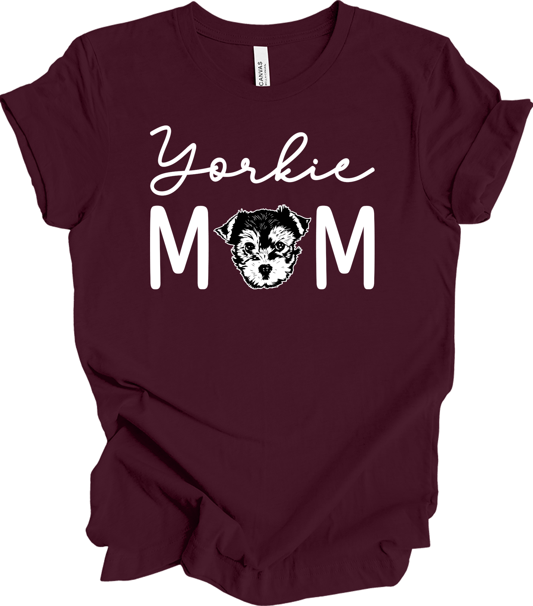 Yorkie Mom - Cute Yorkshire Terrier Dog Mom T-Shirt in Maroon