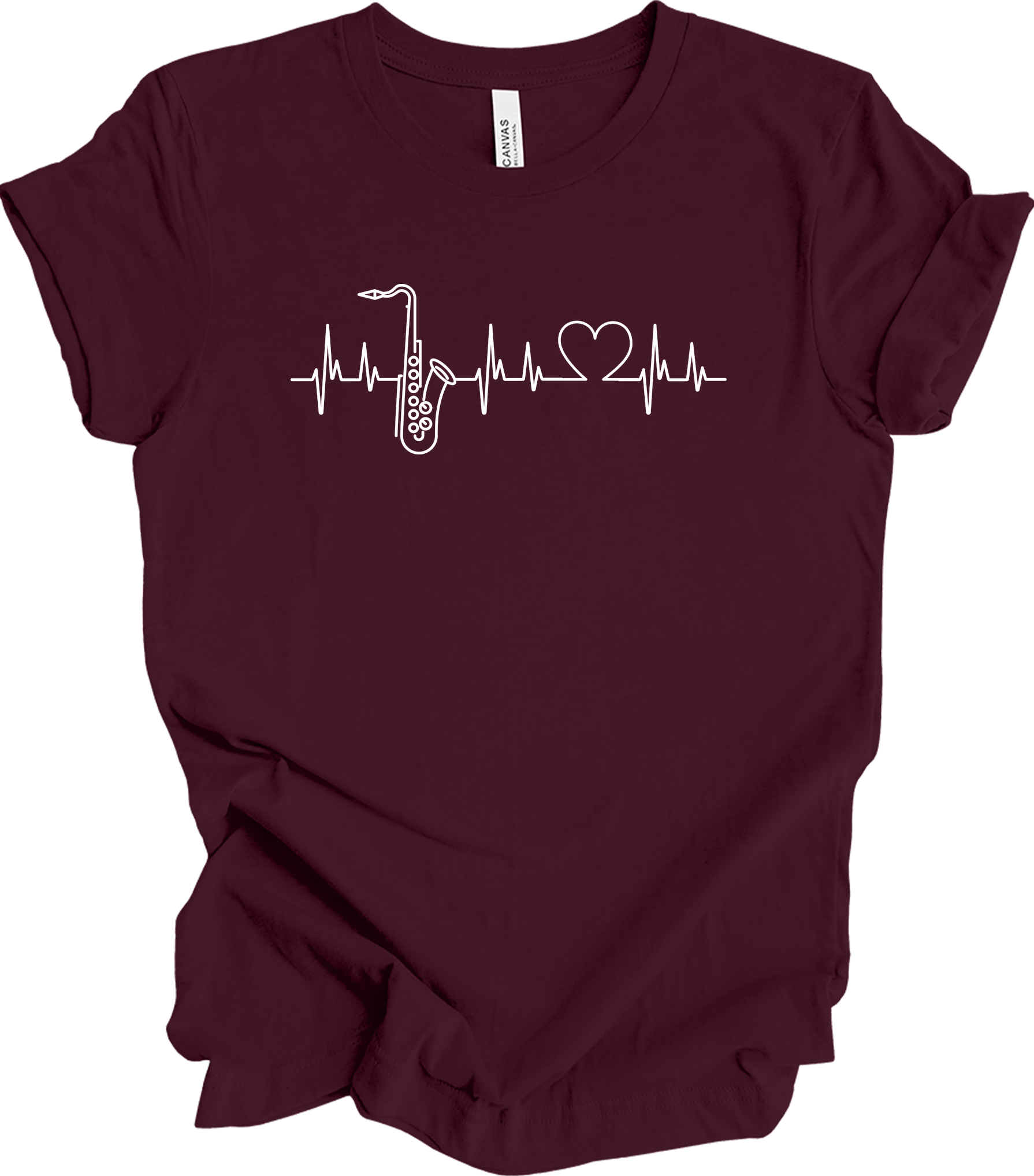 Saxophone Heartbeat T-Shirt in Maroon