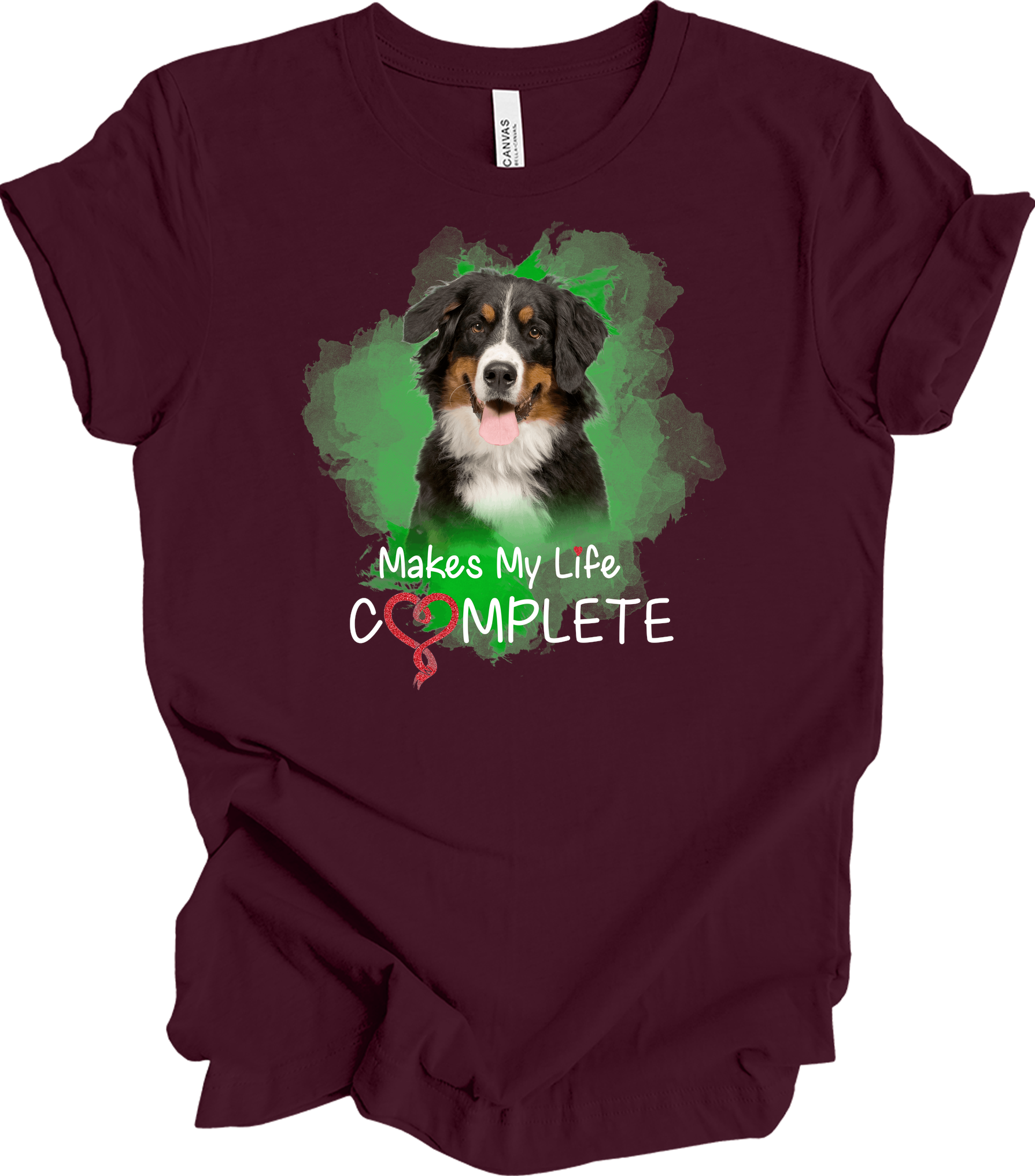 Bernese Mountain Dog Complete T-Shirt in Maroon
