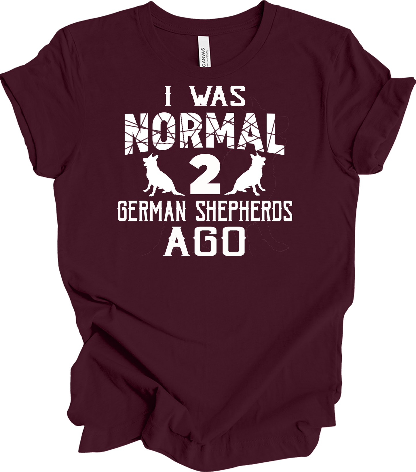 Normal 2 German Shepherds Ago T-Shirt in Maroon