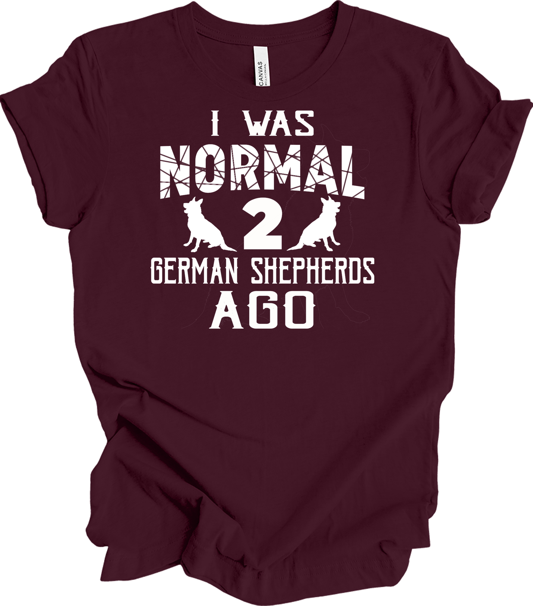Normal 2 German Shepherds Ago T-Shirt in Maroon