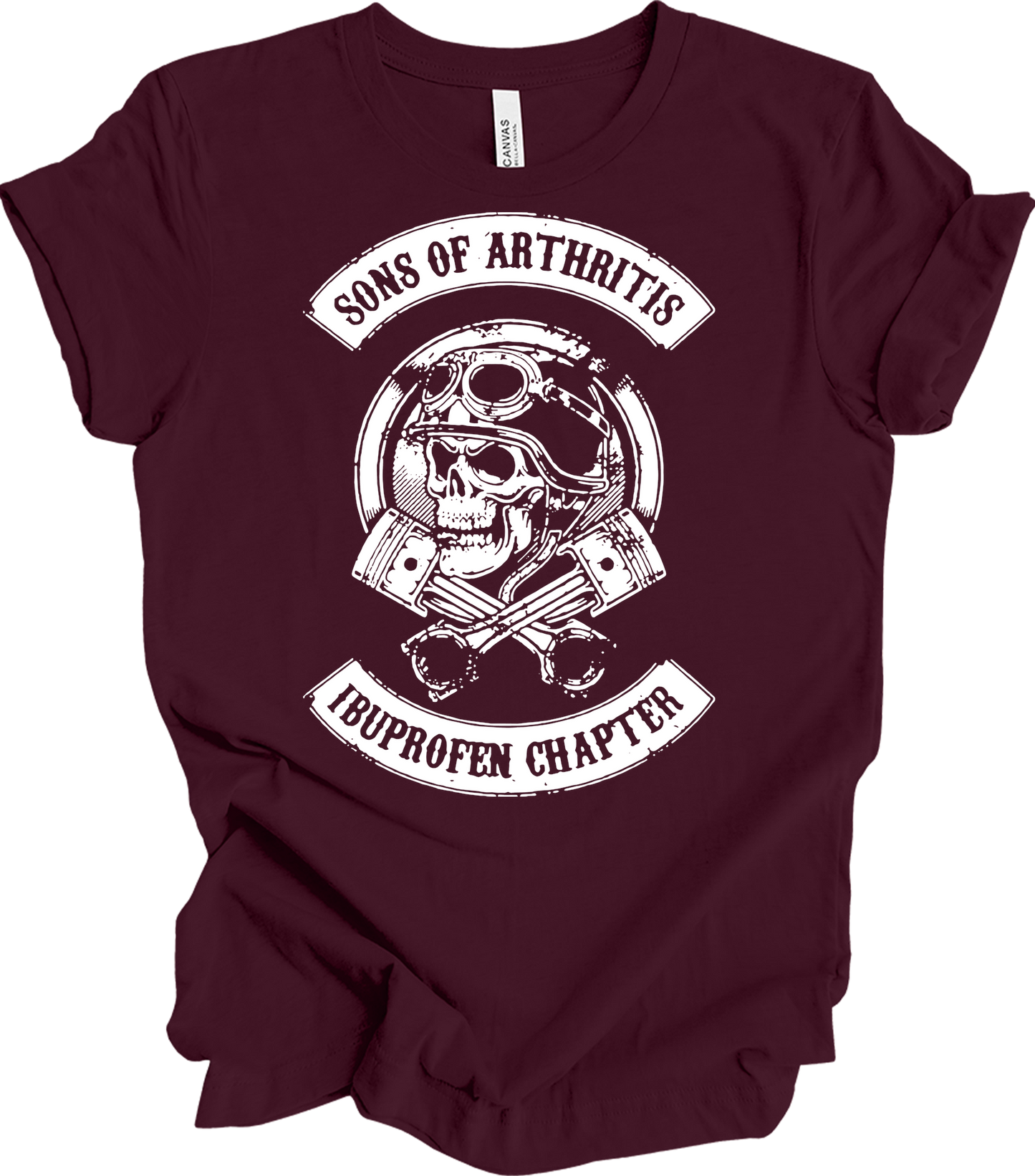 Sons of Arthritis Ibuprofen Chapter Biker T-Shirt in Maroon
