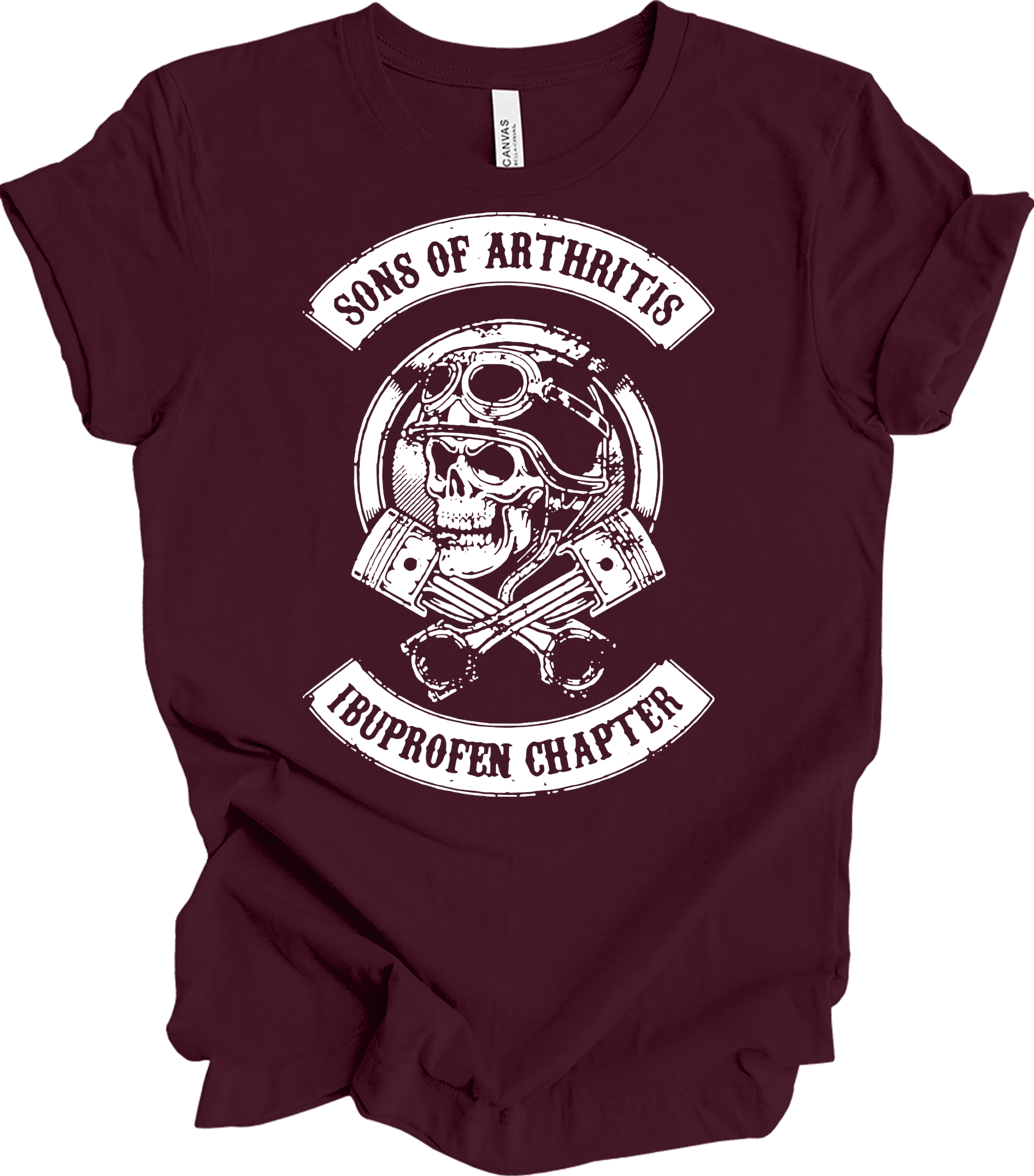 Sons of Arthritis Ibuprofen Chapter Biker T-Shirt in Maroon
