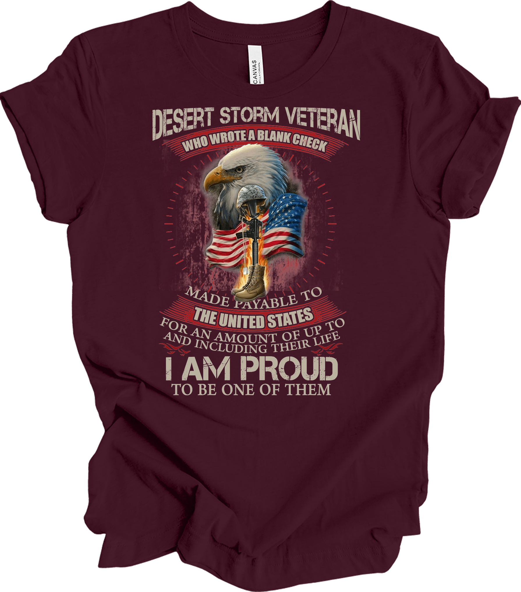 Desert Storm Veteran T-Shirt in Maroon