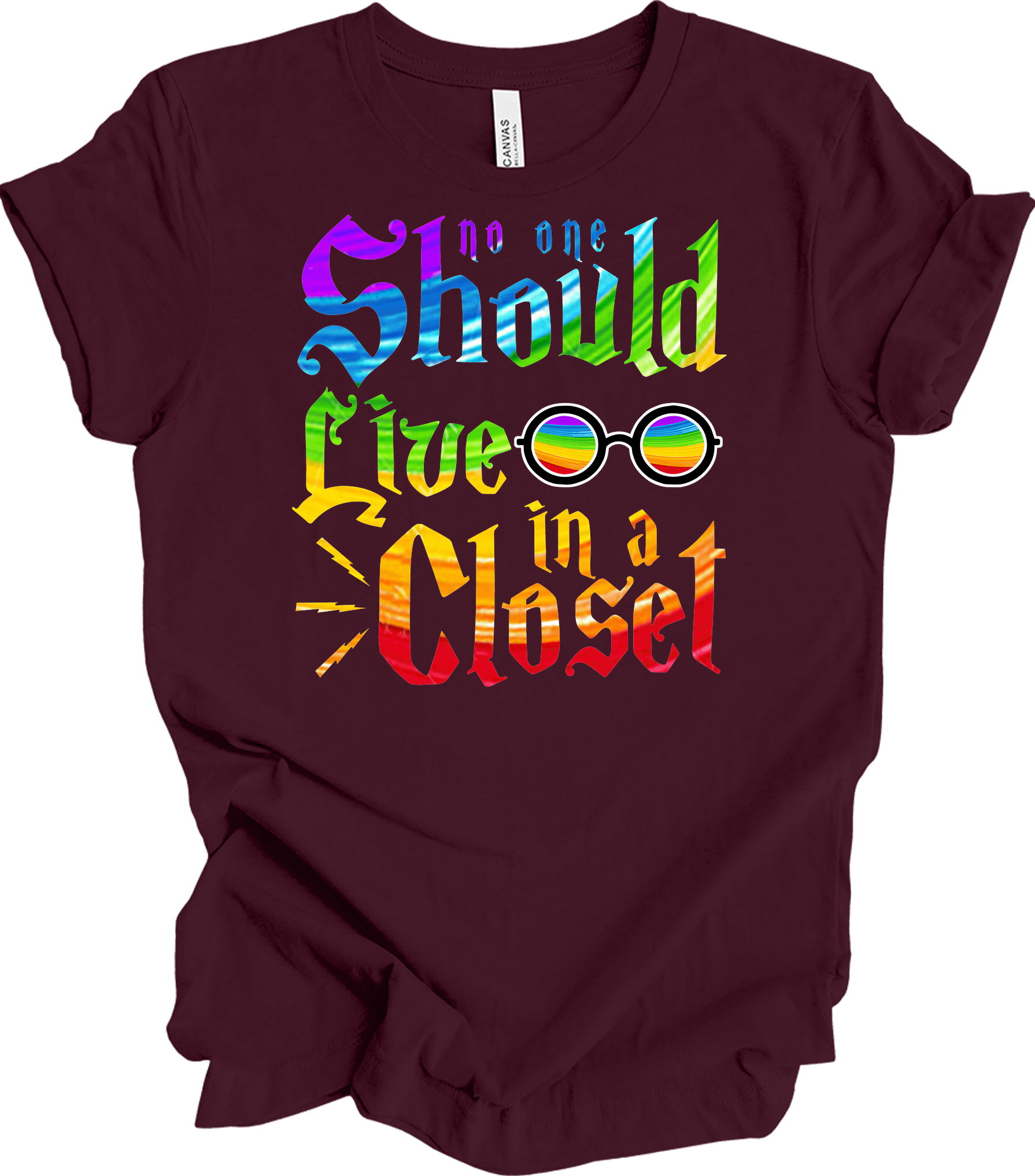 Live in a Closet Pride T-Shirt in Maroon